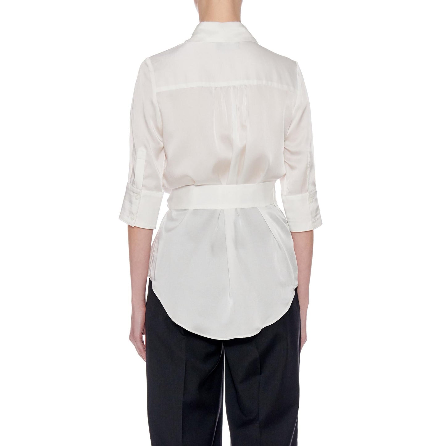 Women Girona-Salt Shirt - Short Sleeve Button-Down Wrap Blouse in White
