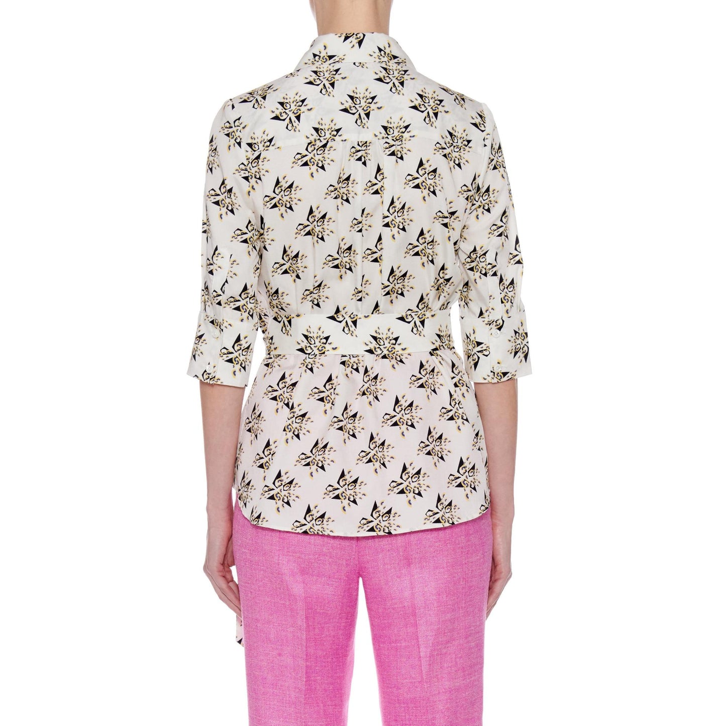 Women Girona-Salt Blouser - Short Sleeve Button-Down Wrap Blouse in A Print - Print Yellow