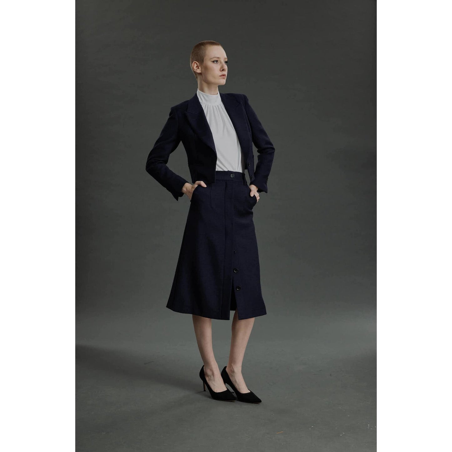 Women Fundao Blouse - High Neckline Blouse in White