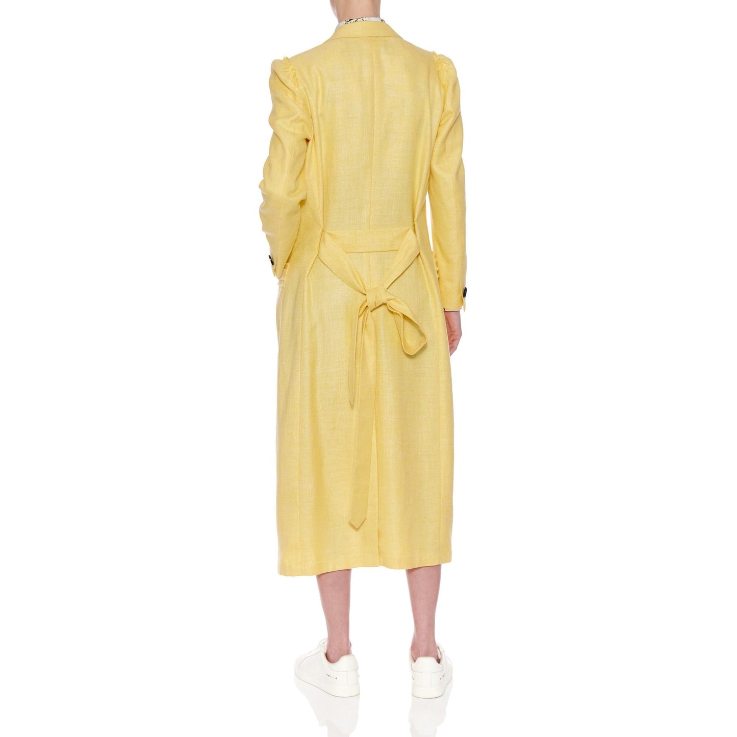 Women Santander Coat - Classic Long Coat With Notched Lapel in Yellow