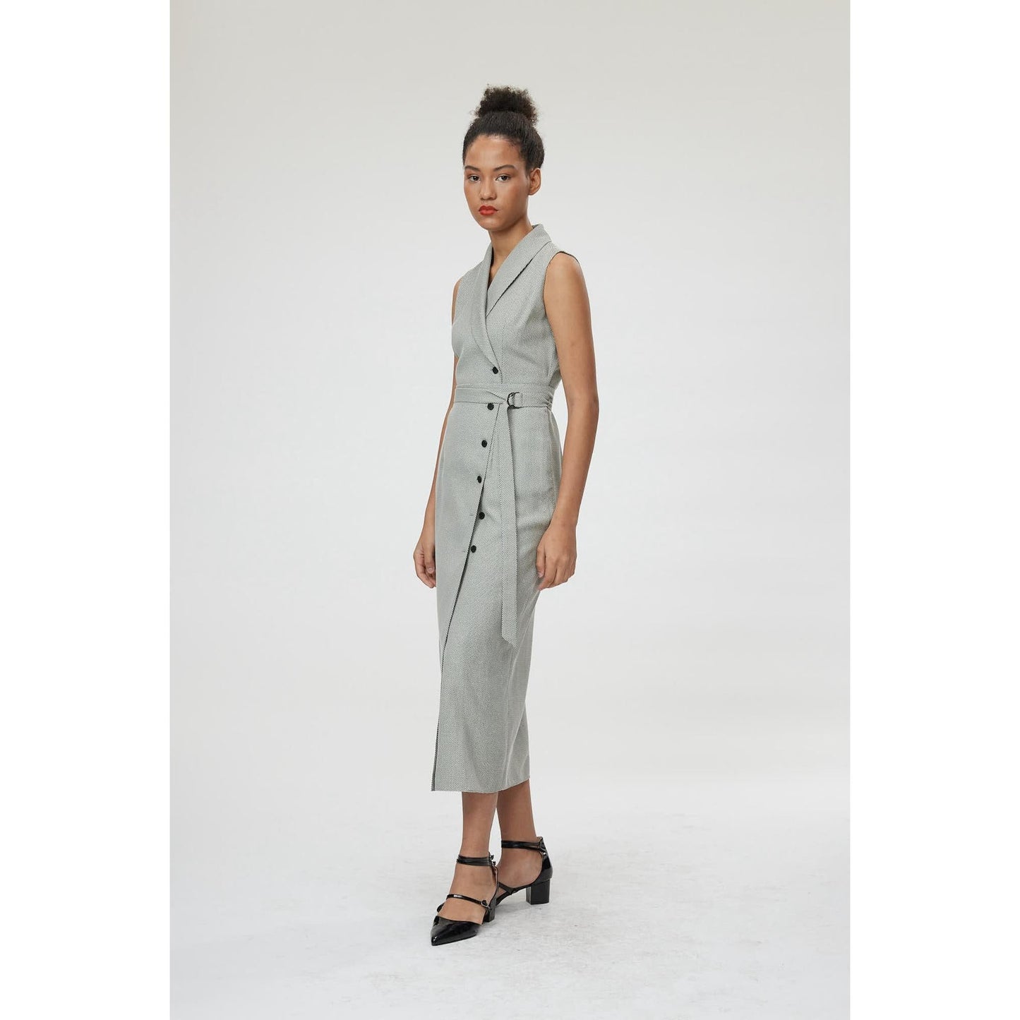 Women Genoa Dress - Maxi Wrap Dress in Black & White