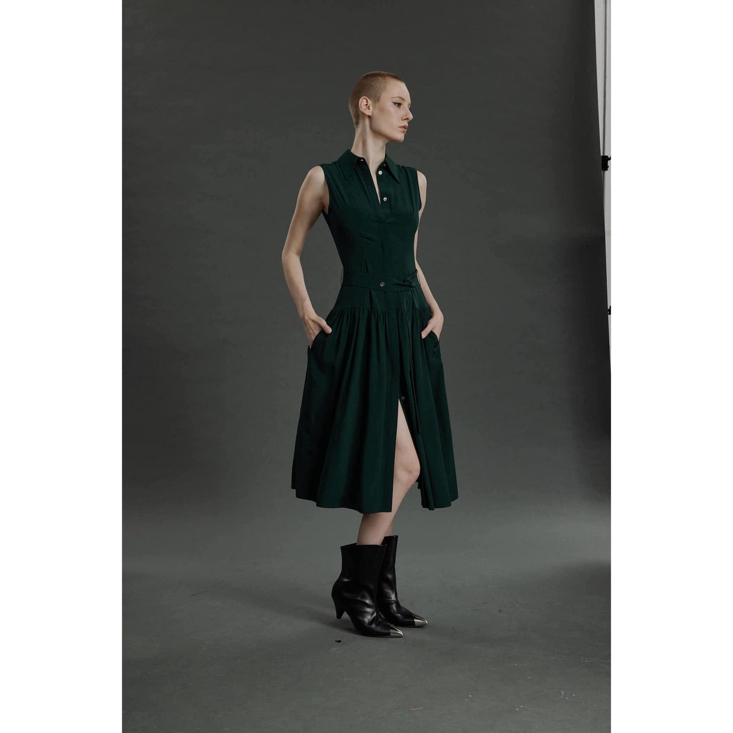 Women Fatima Dress - Maxi Silk Dress in Green