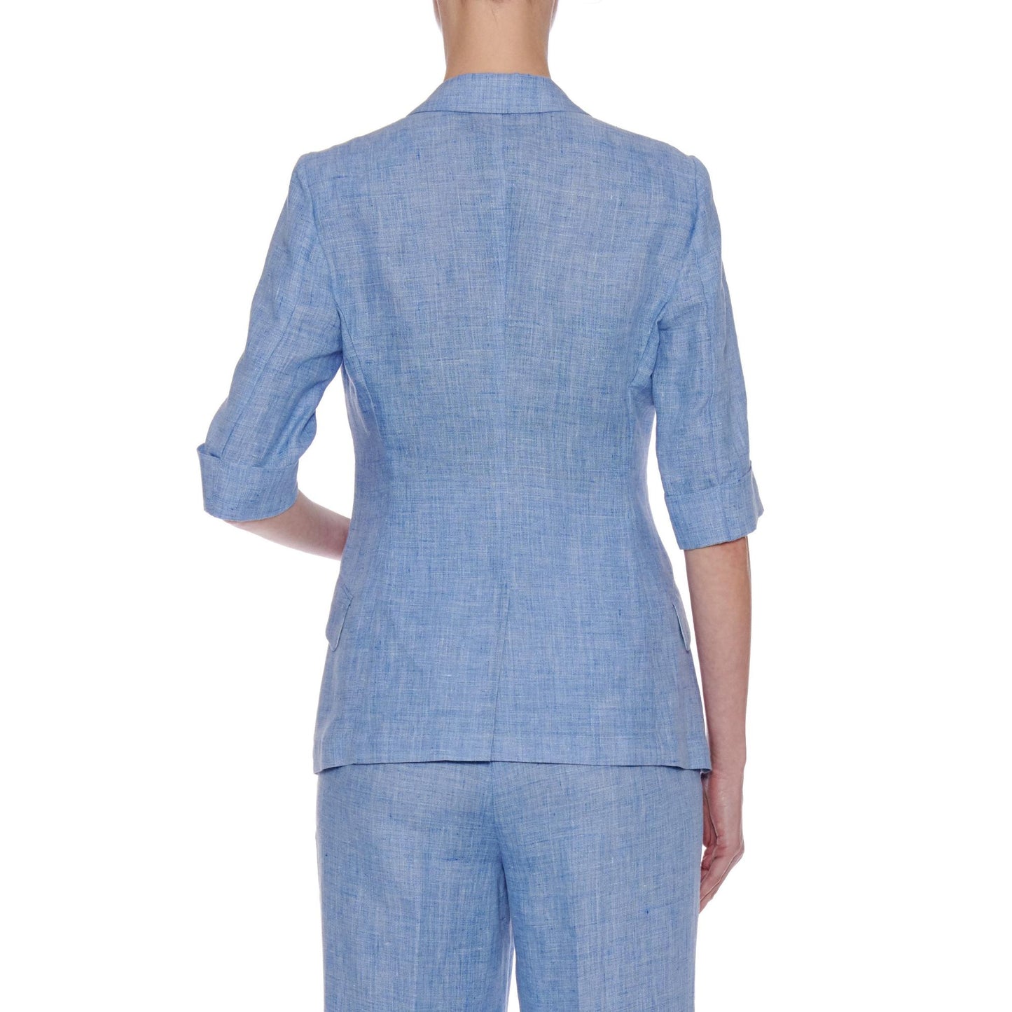 Women Huelva Jacket - Short Sleeve, Single-Breasted Summer Jacket in Blue