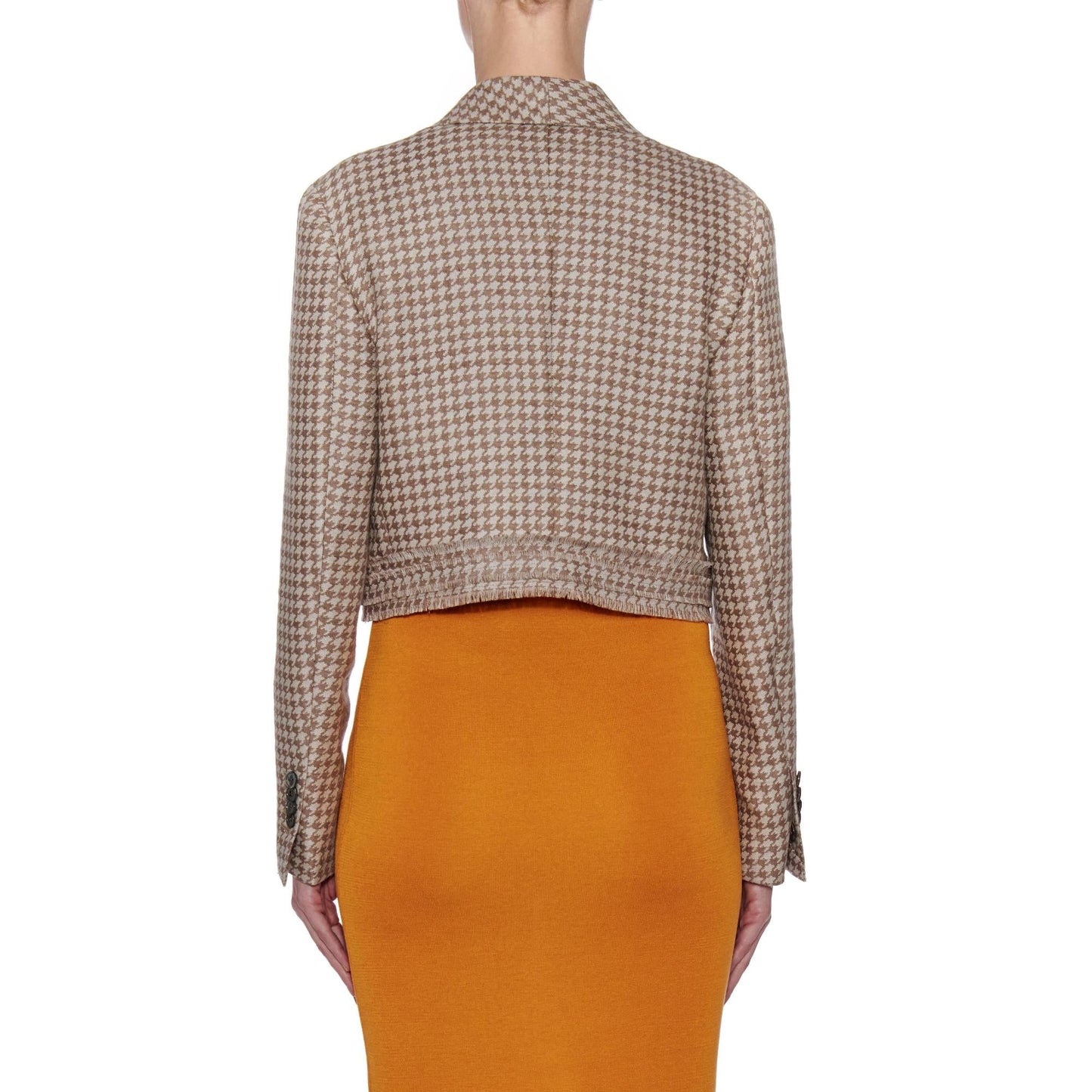 Women Murcia Jacket - Shawl Collar Cropped Jacket in Beige