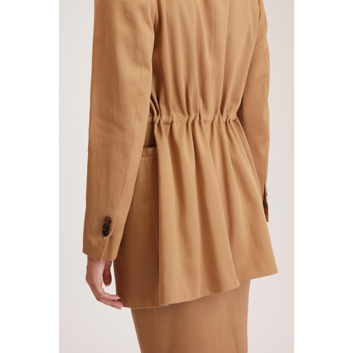 Women Brentford Jacket - Relaxed Fit Suit Jacket in Camel Cotton Twill