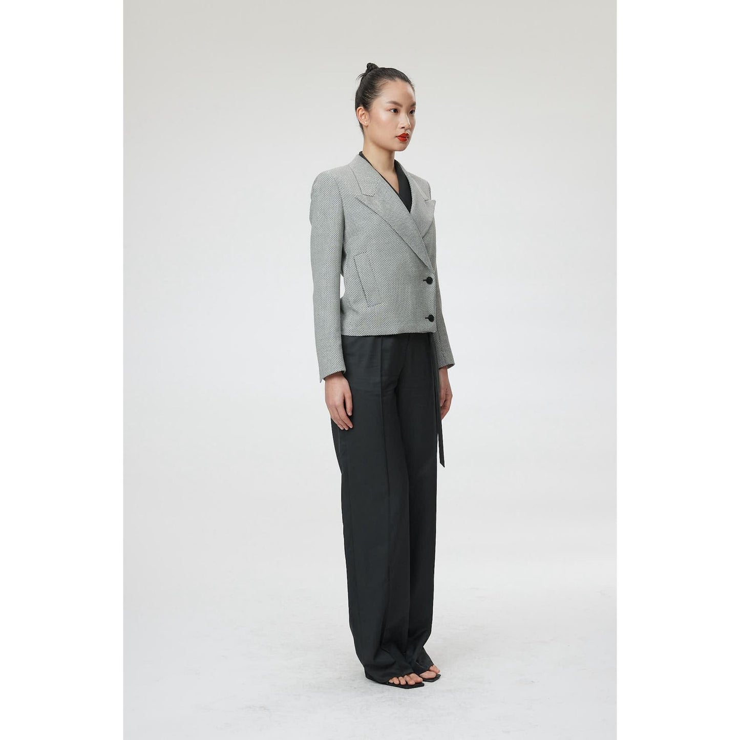 Women Milano Jacket - Short Suit Jacket in Black & White Birdseye