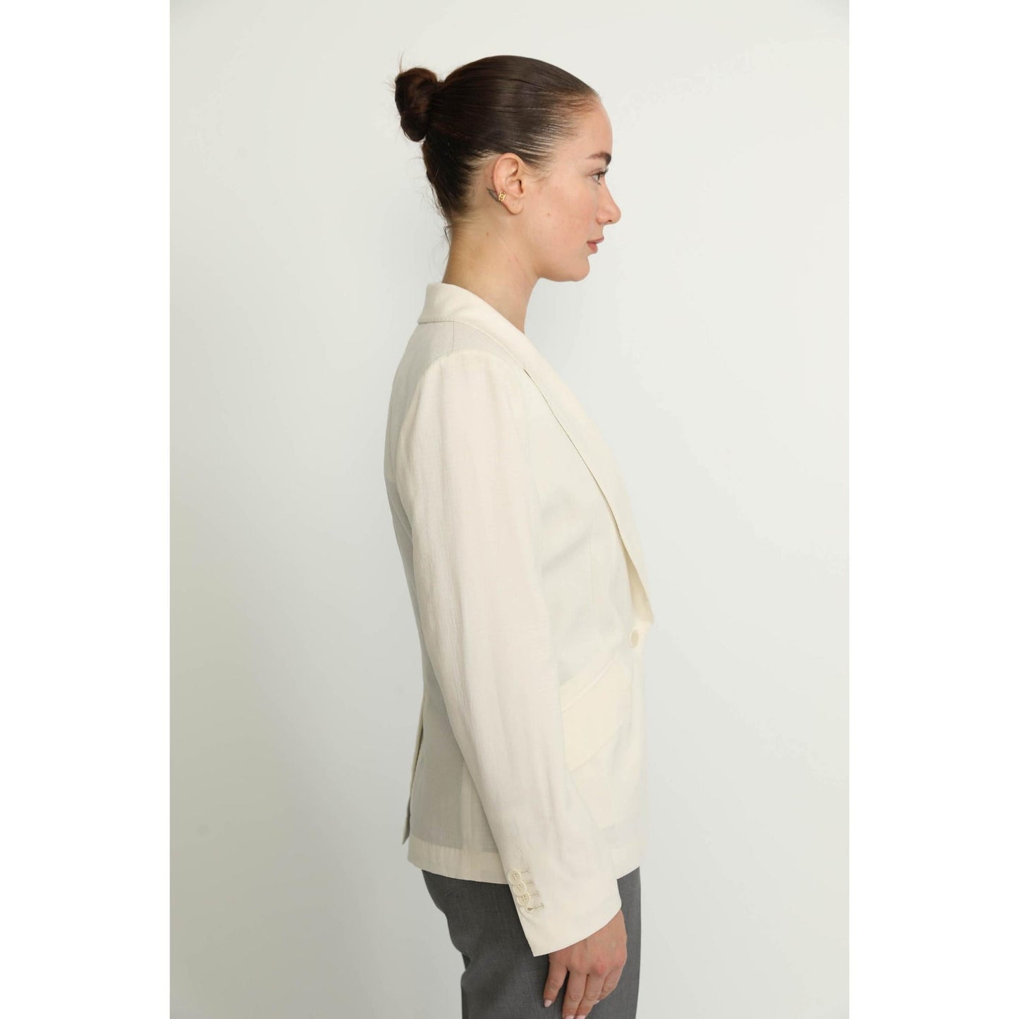 Women Balerna Jacket - Balerna White Seersucker Check Fitted Jacket