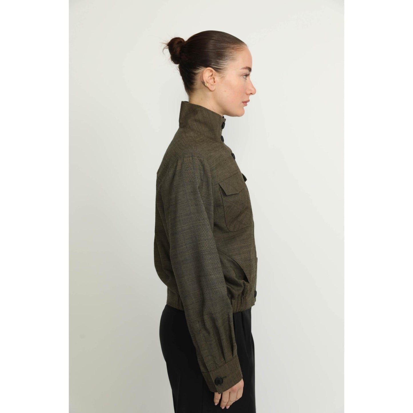 Women Colombier Jacket - Colombier Khaki Green Check Utility Jacket