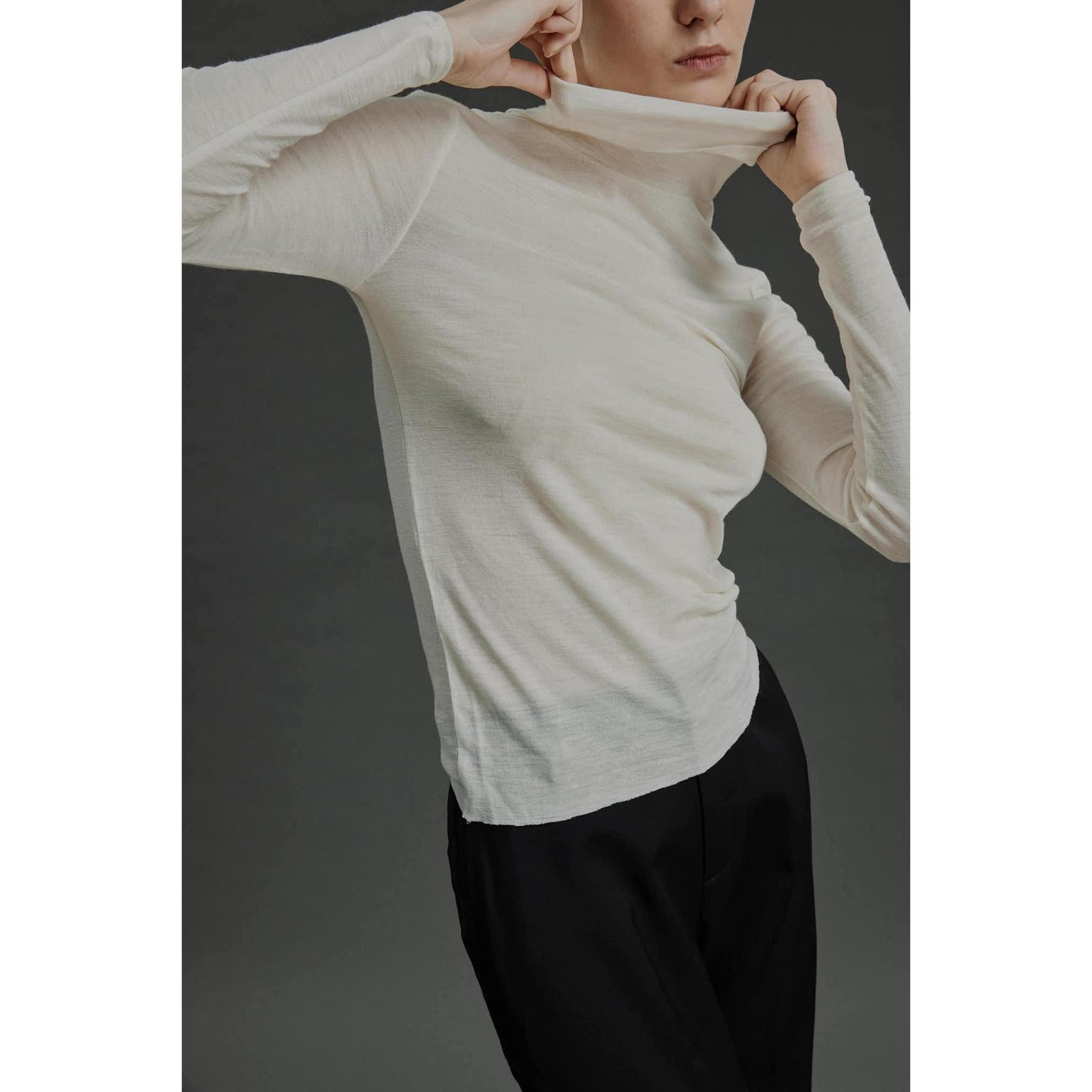 Women Braga Top - Turtle Neck Sweater in White