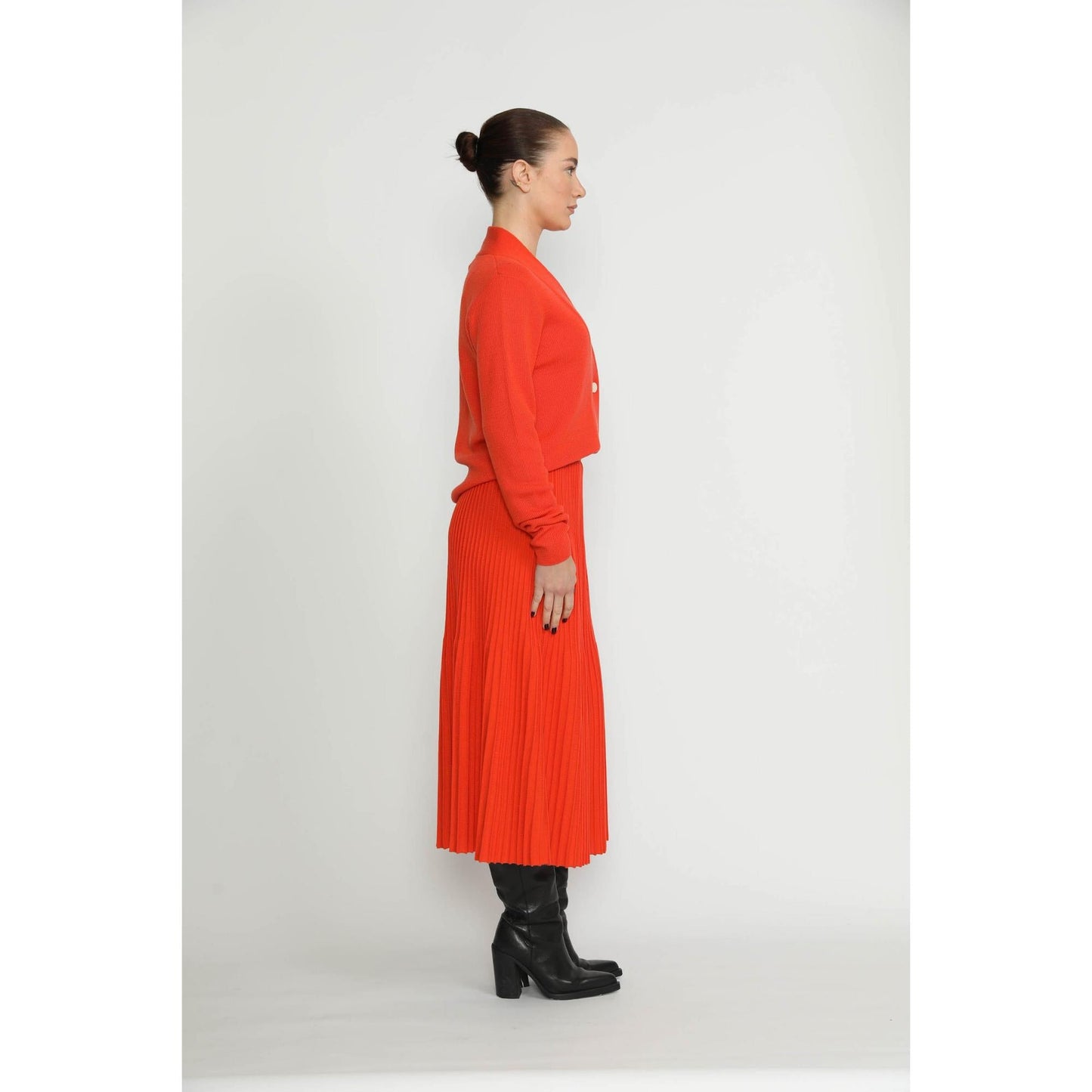 Women Appenzell Cardigan - Appenzell Merino Wool Orange Wrap Cardigan - Orange