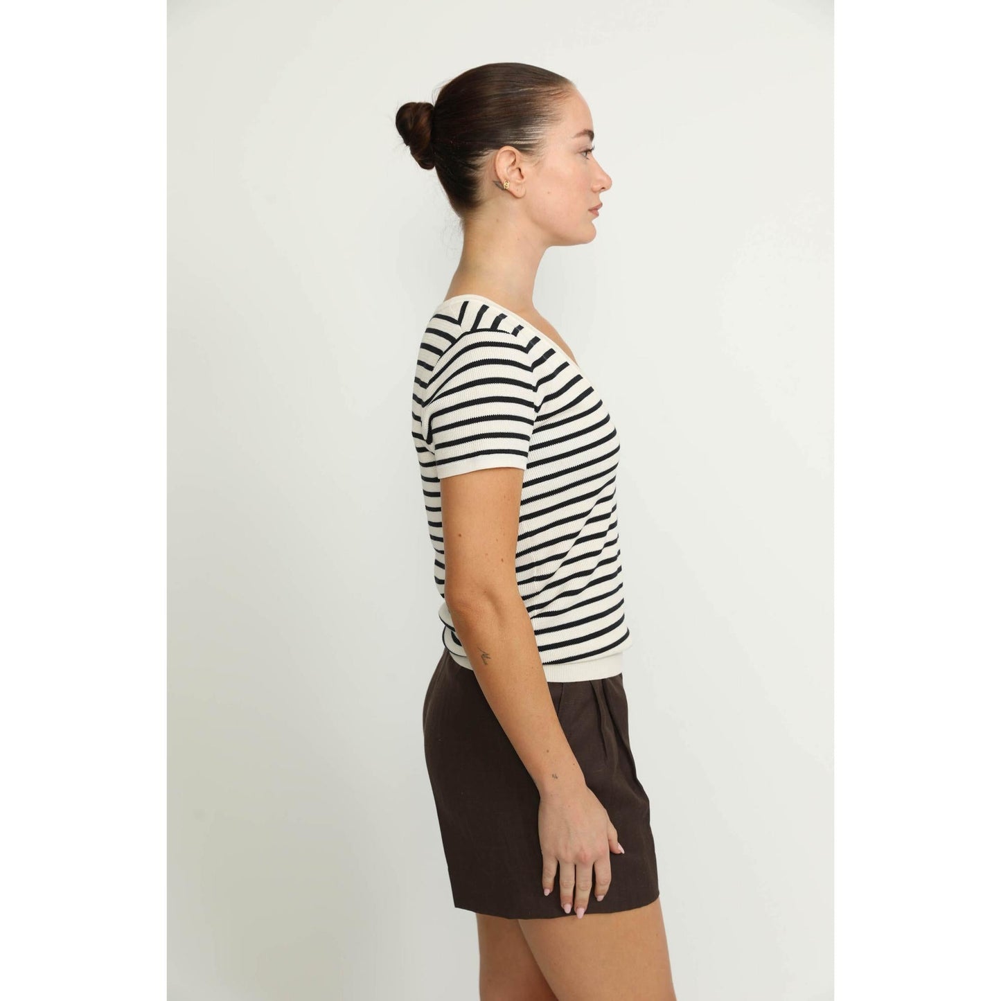 Women Pisa - Pisa V-Neck T-Shirt in Navy/ White Stripe