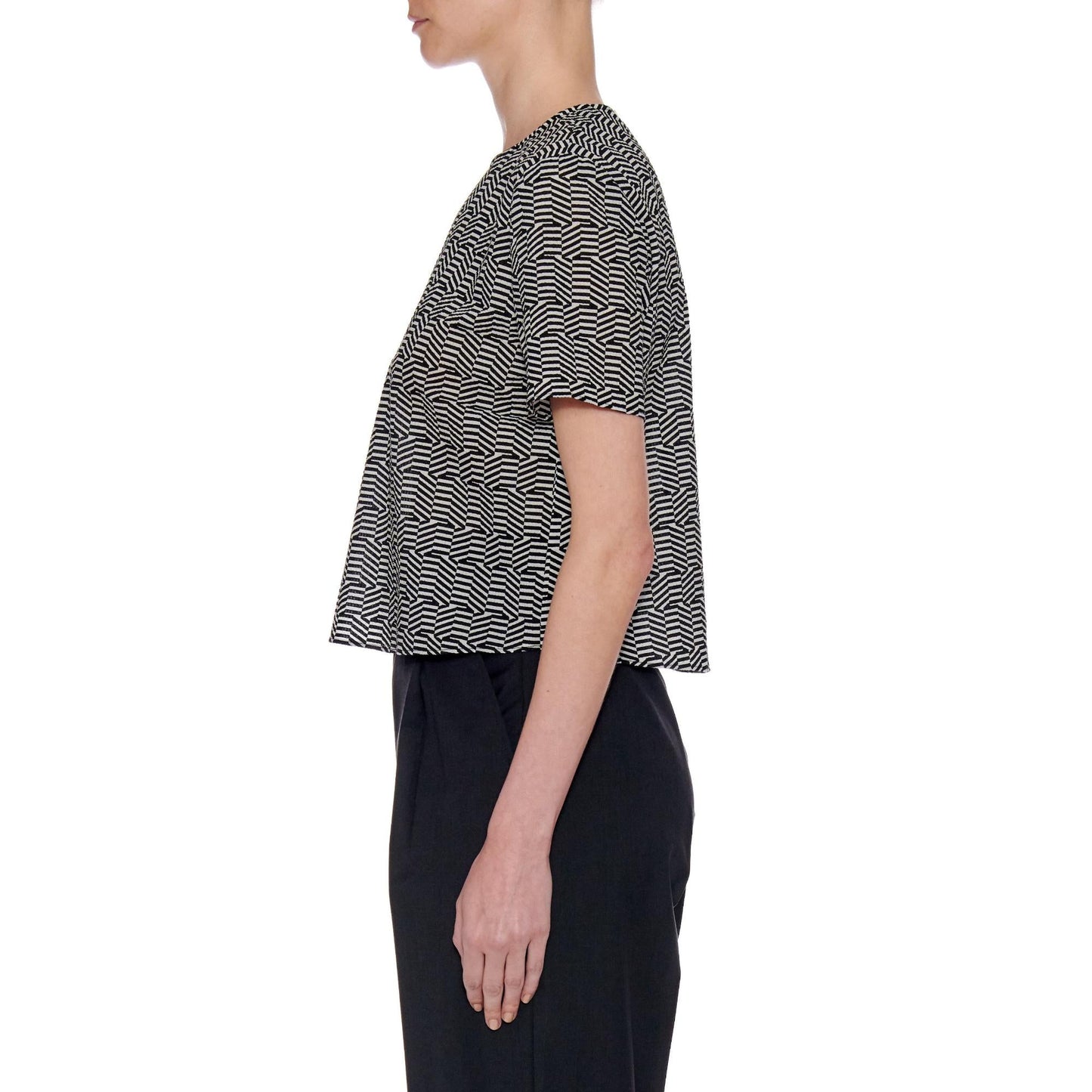 Women Segovia Top - Loose Fit Minimal Crew Blouse - Black