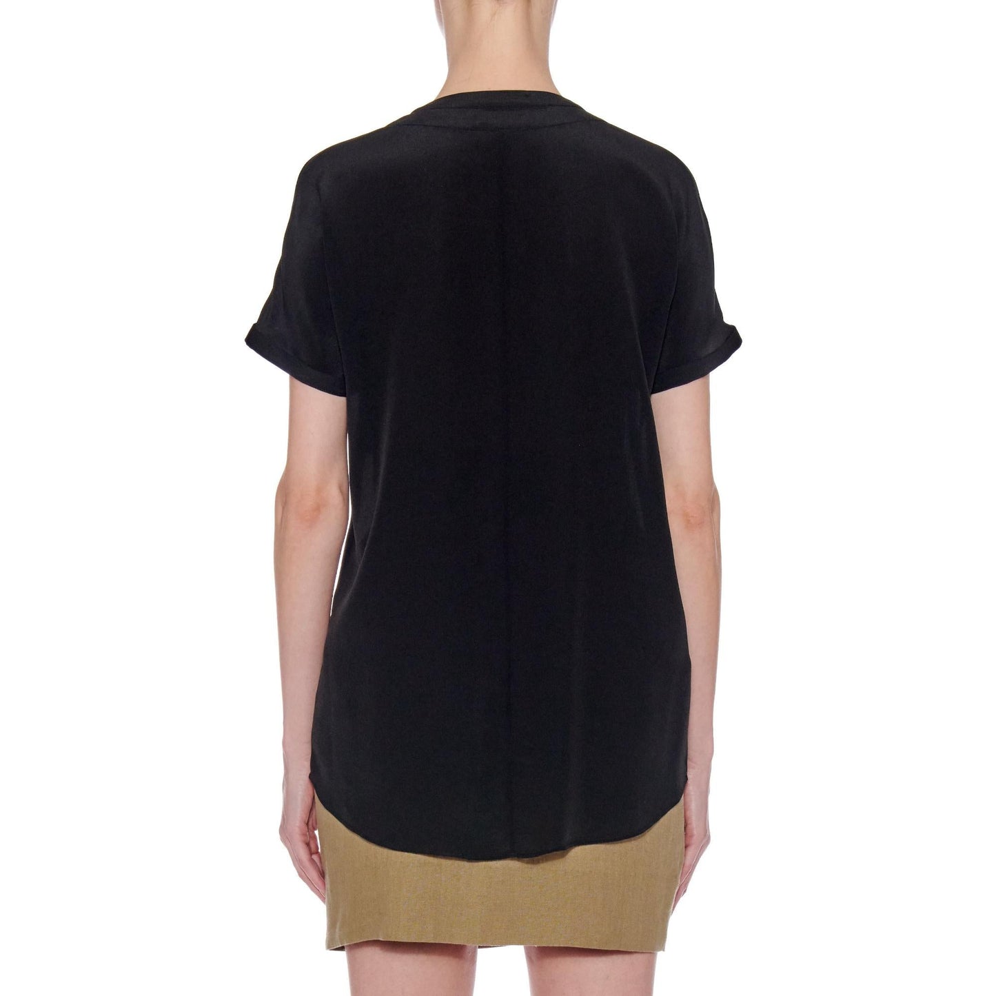 Women Lleida Top - Short Sleeve Loose Fit Summer Blouse in Black