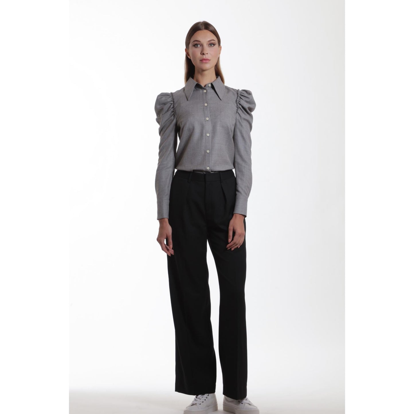 Women Rennes - Wide Leg, Tailored Wool Trousers in Black