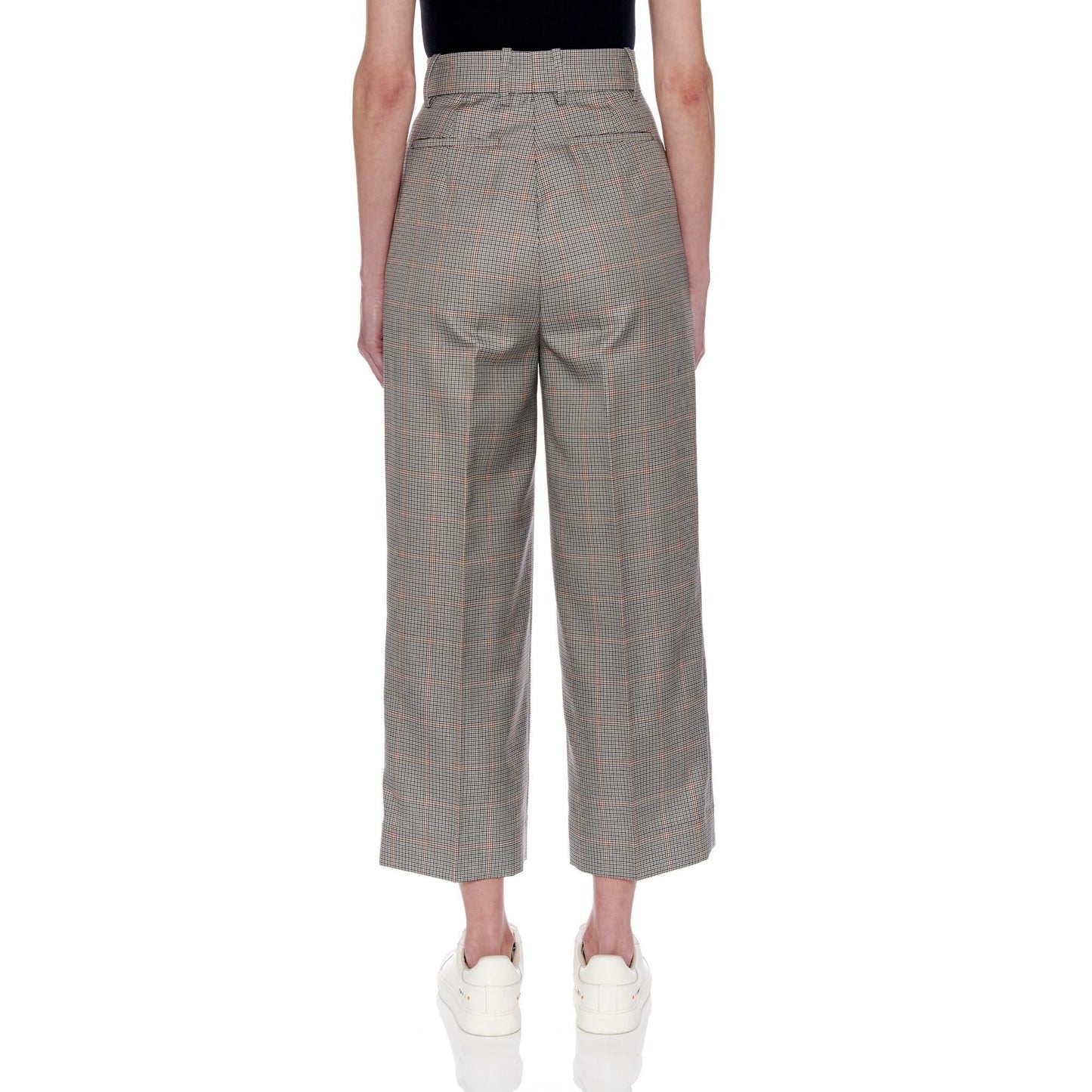 Women Teruel Trousers - High-Waisted Wideleg Cropped Trousers - Black/Grey