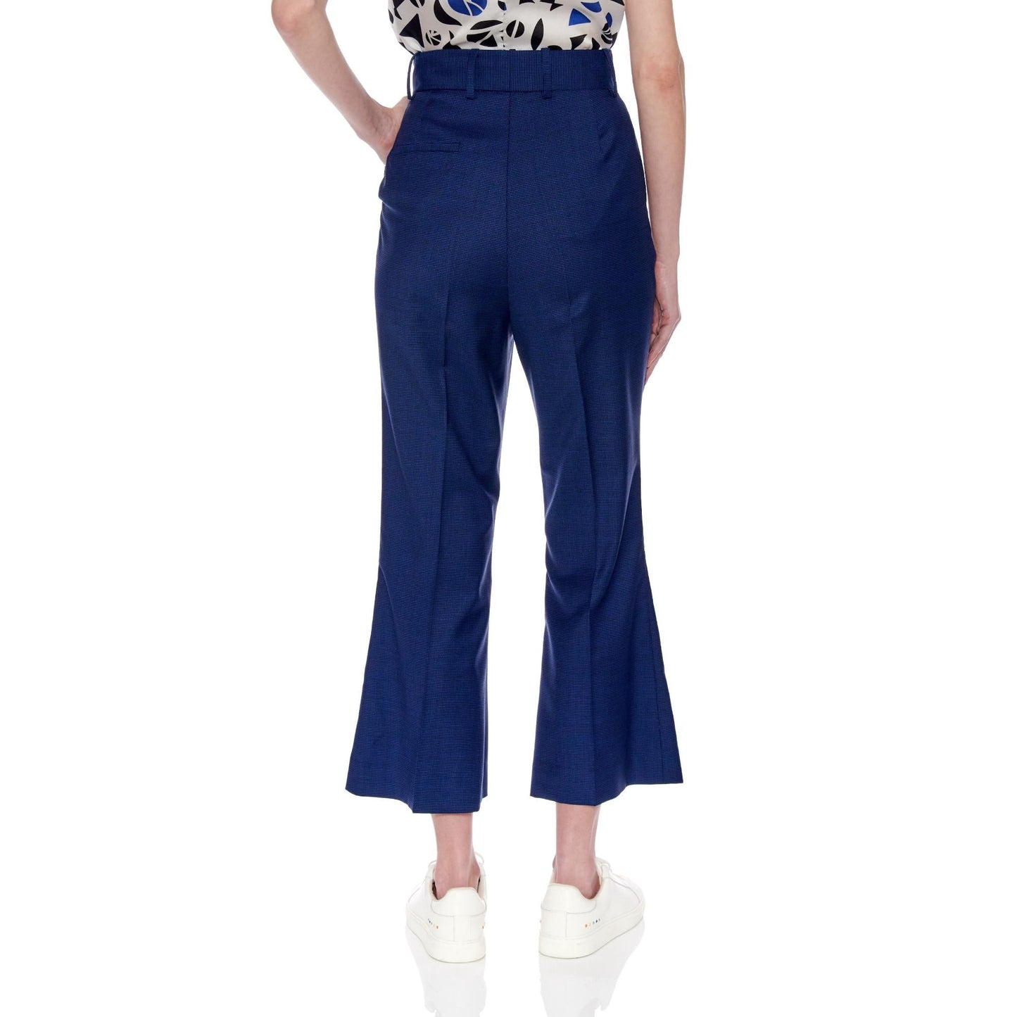 Women Vigo Trousers - Cropped Slim Bootcut Trousers - D.Blue