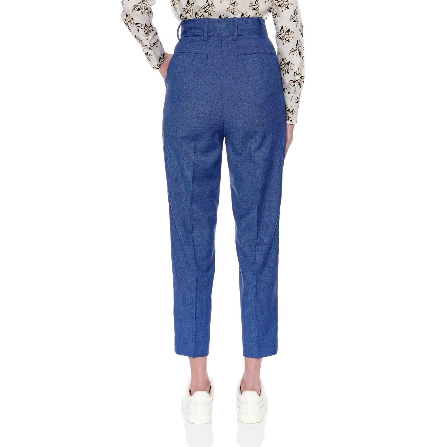 Women Dunkrik Trousers - High-Waisted Slim Cigarette Trousers in Blue
