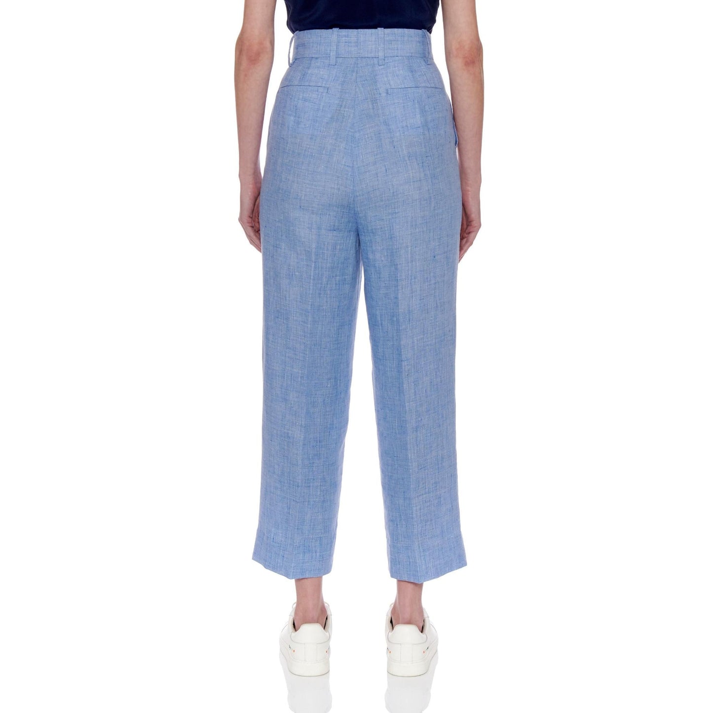 Women Teruel Trousers - High-Waisted Wideleg Cropped Trousers - Blue