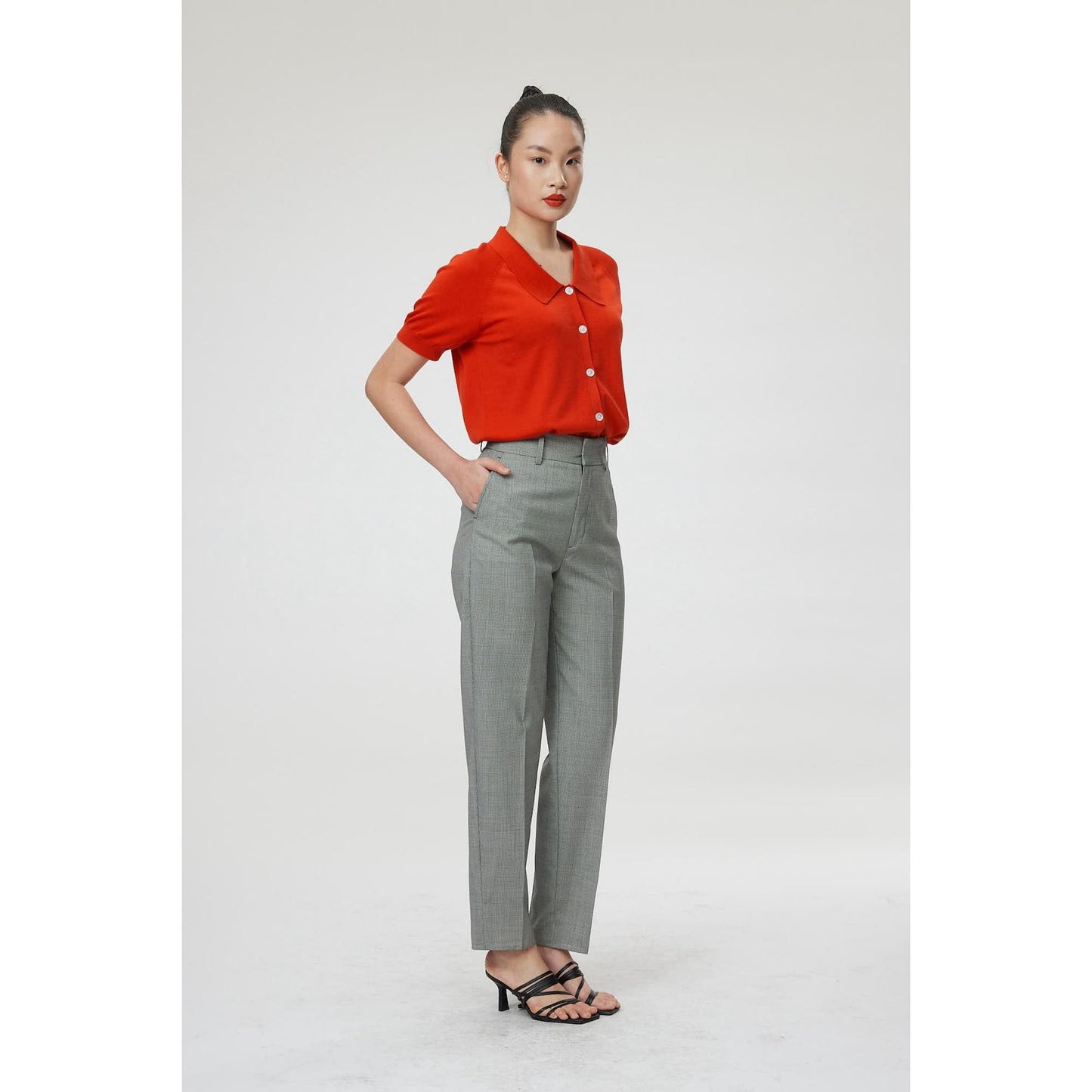 Women Dunkrik Trouser - High-Waisted Cigarette Trousers in Black & White