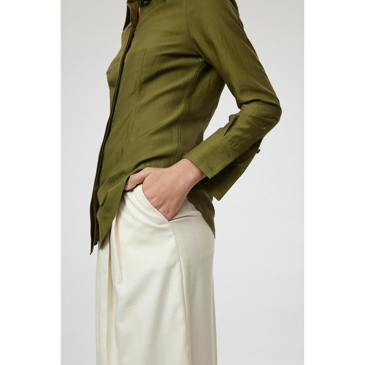 Women Siena Trouser - Wide Leg High Waisted Trousers in Off White