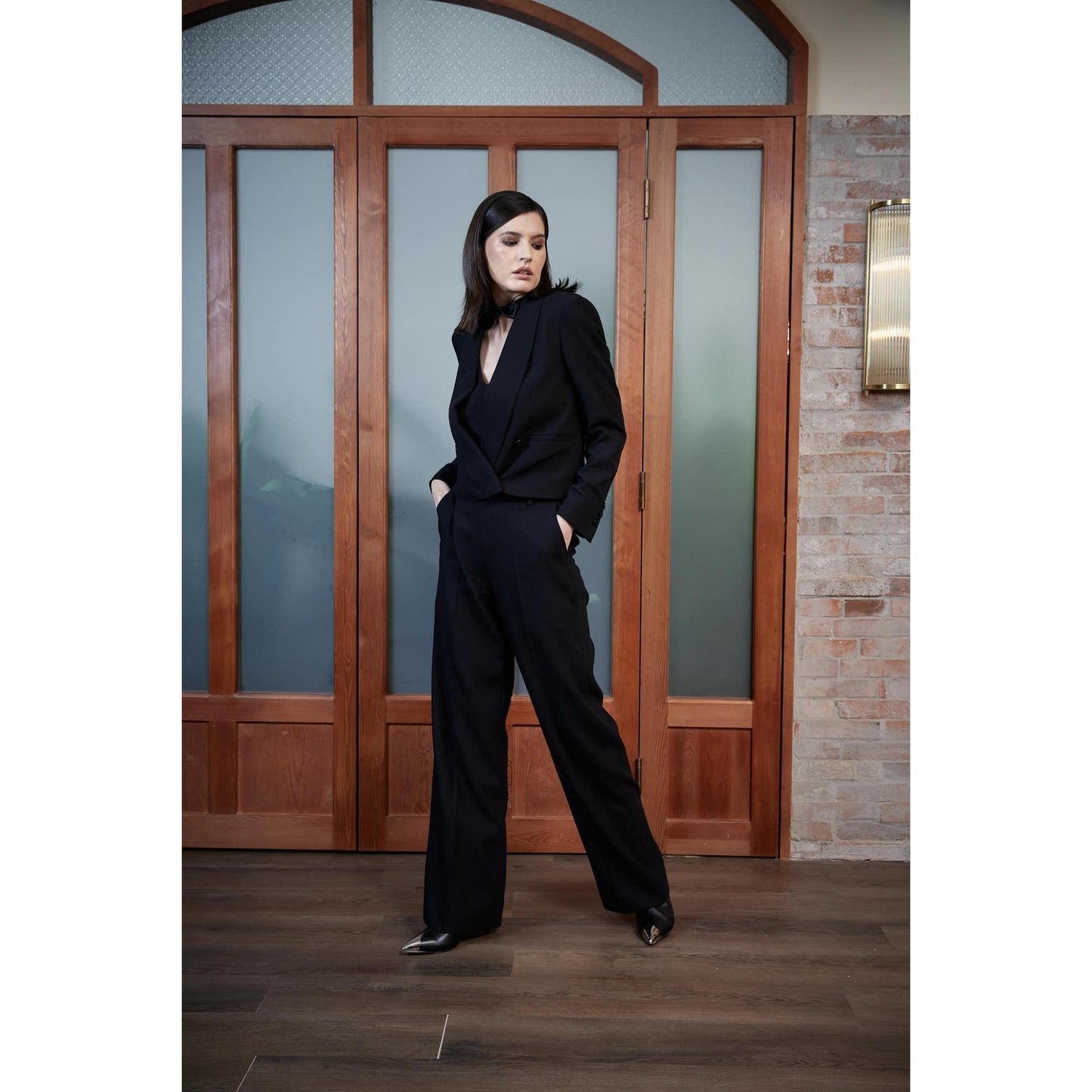 Women Blackpool Trouser - Wide Leg Trousers in Night Black