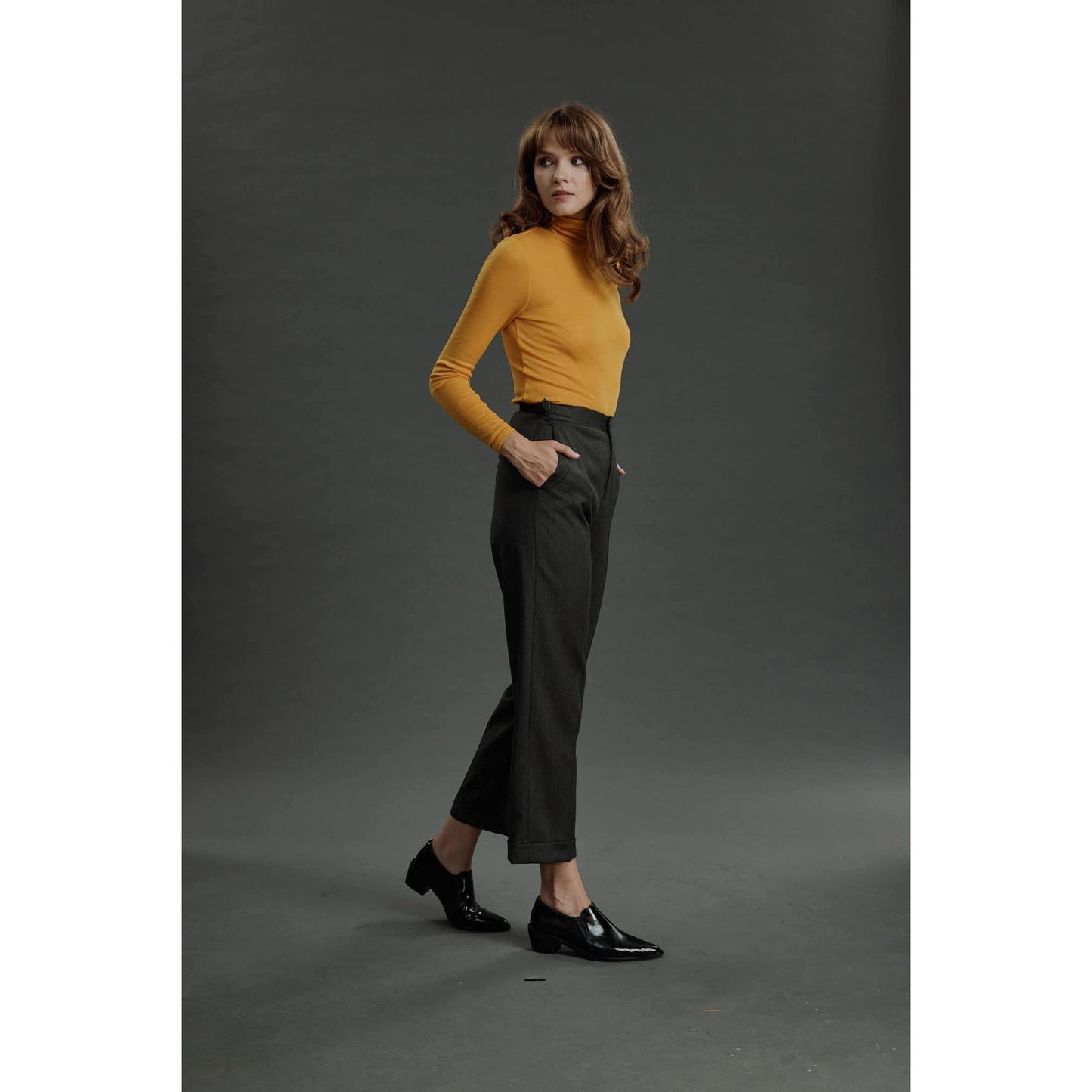 Women Silves Trousers - Tailored Trousers in Wool - Forest Green