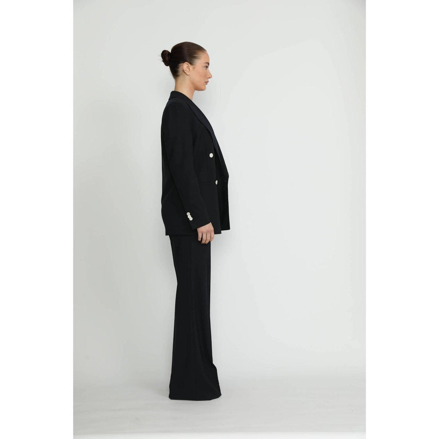 Women Bordeaux Trousers - Bordeaux Navy Basketweave Bootcut Trousers