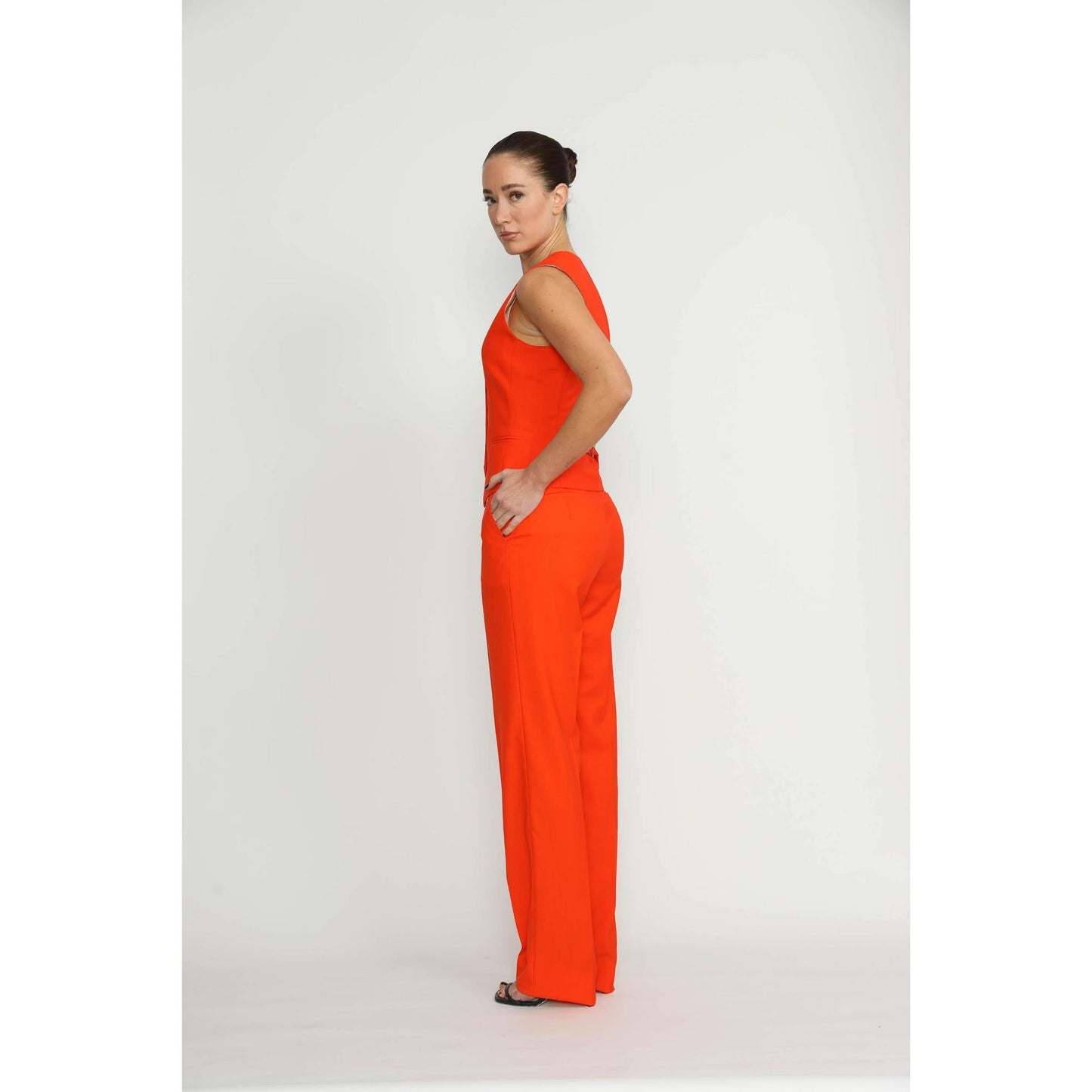 Women Elvas Trousers - Elvas Fitted Sweet Orange Trousers