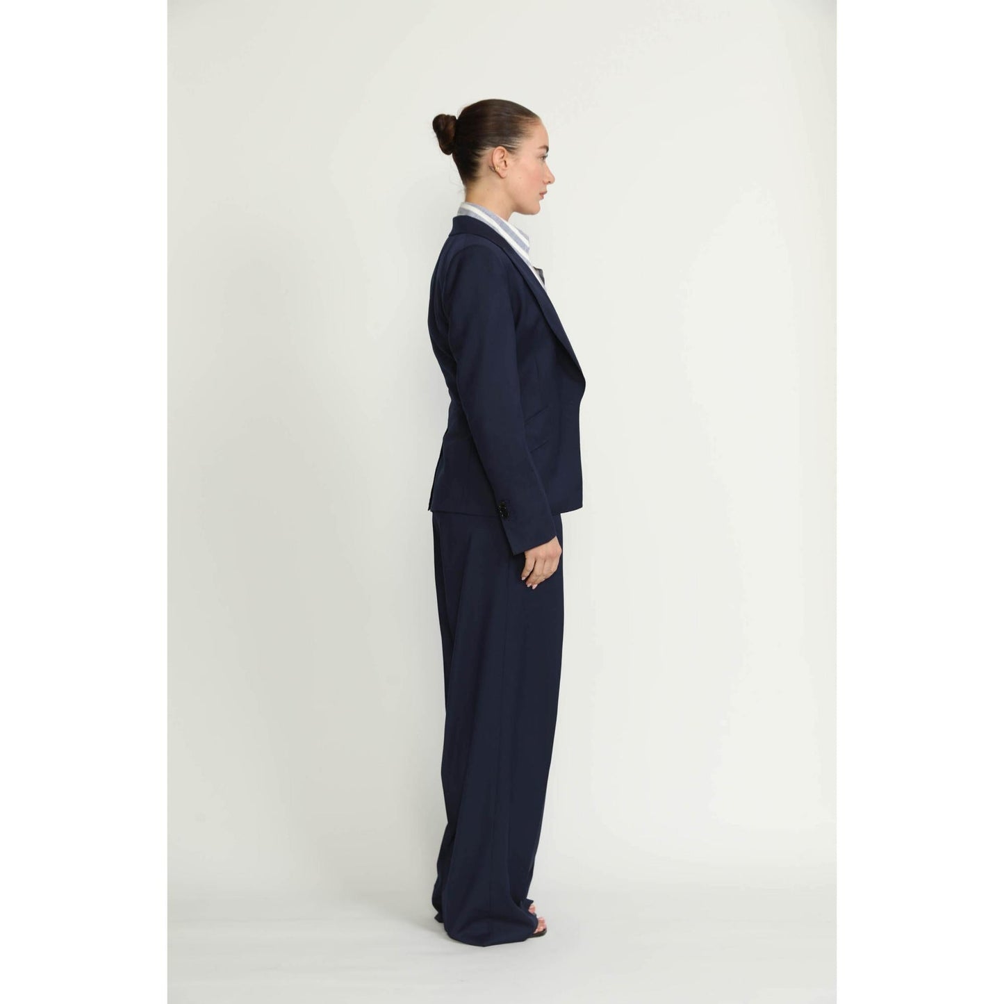 Women Lachen Trousers - Lachen Navy Wide-Leg Trousers