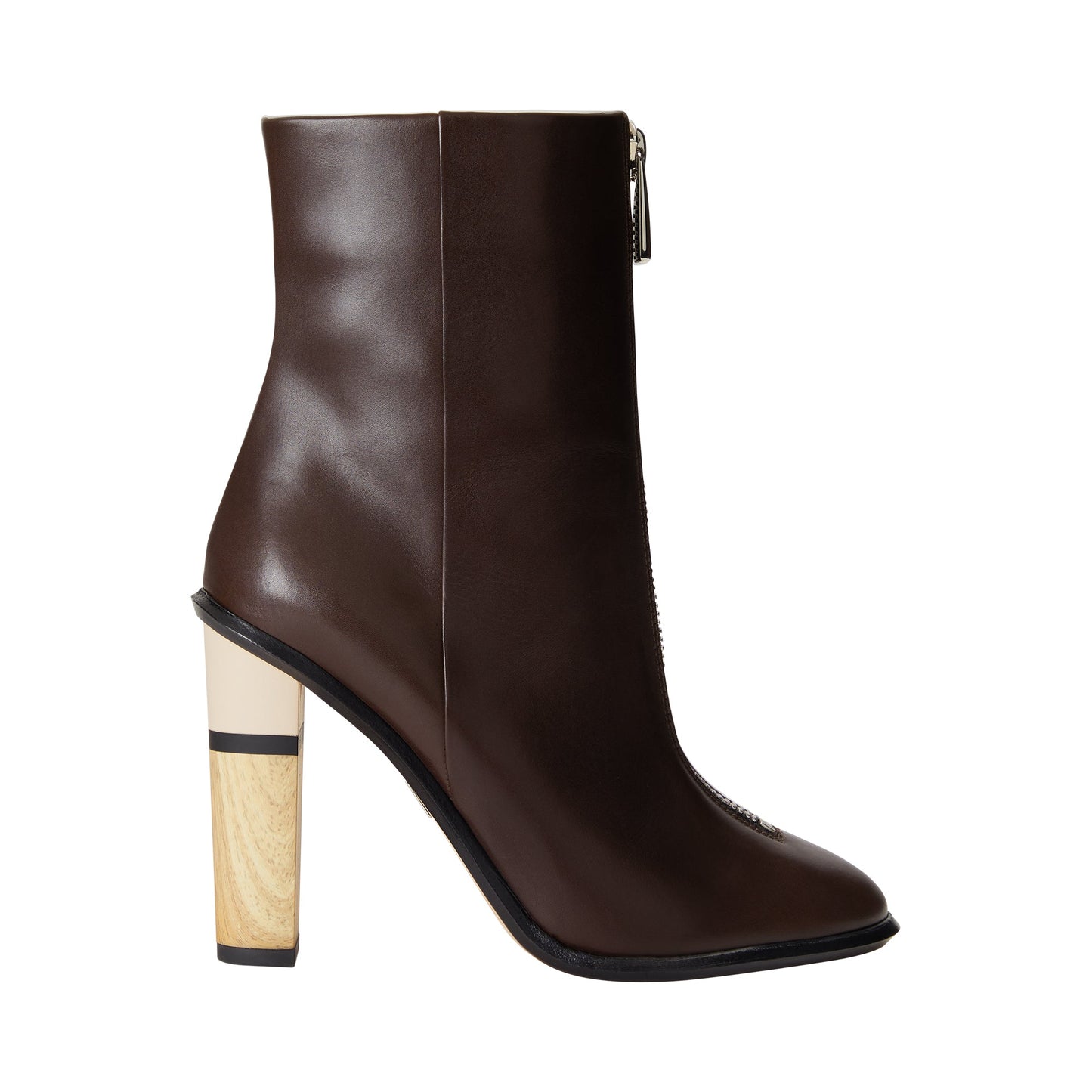 Women Zip Bootie Shoes - Dark Brown