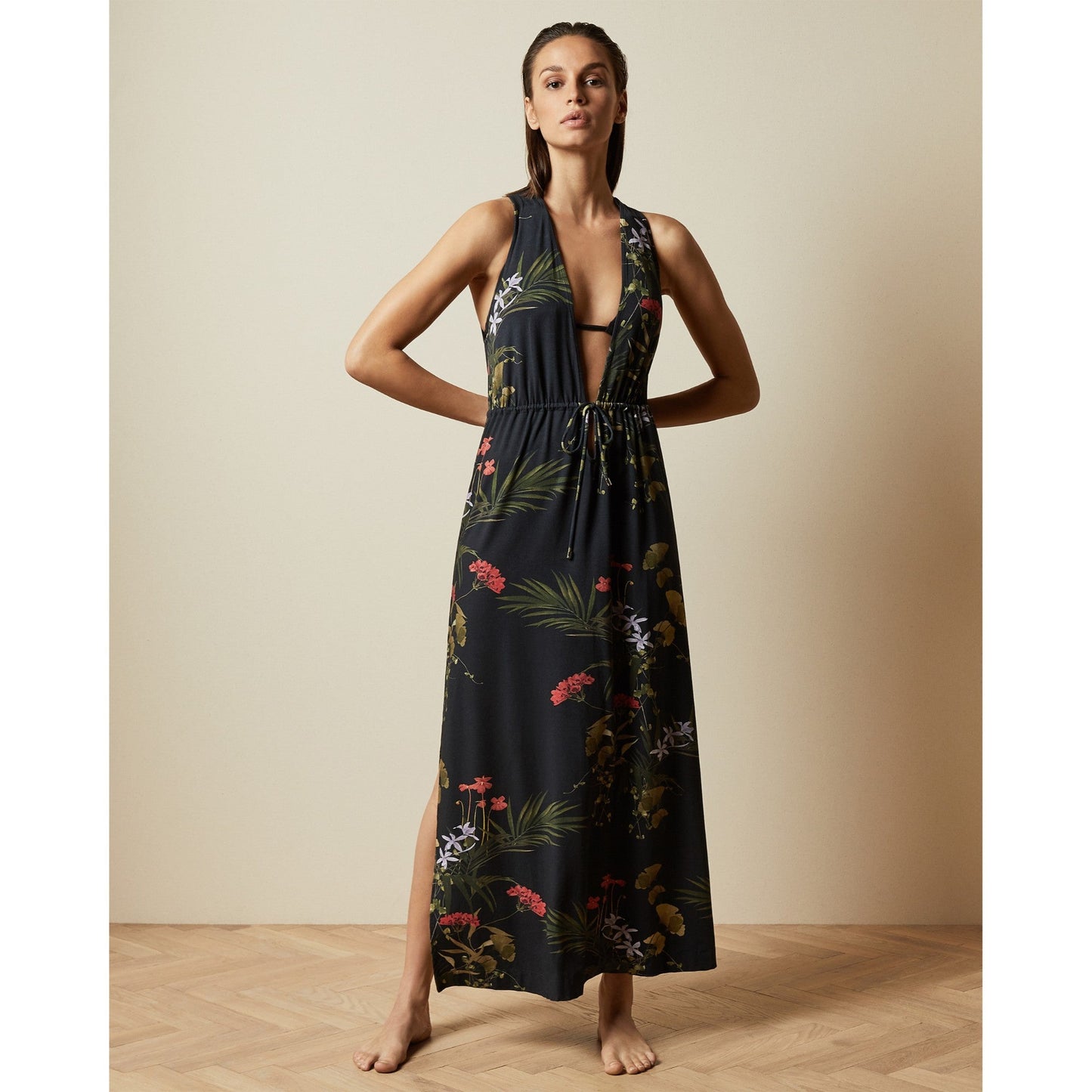 Women Flisss-Fh2W-Highland Deep V Maxi Cover Up - Black