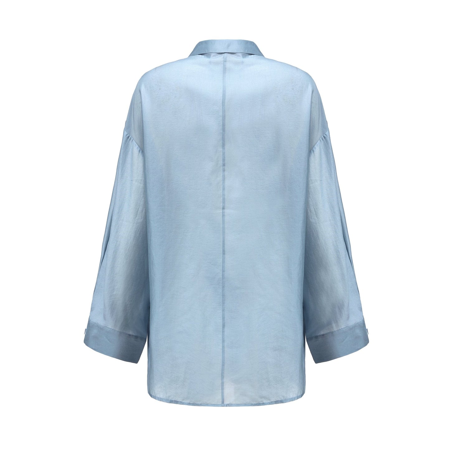 Women Oversize Silky Shirt - Light Blue