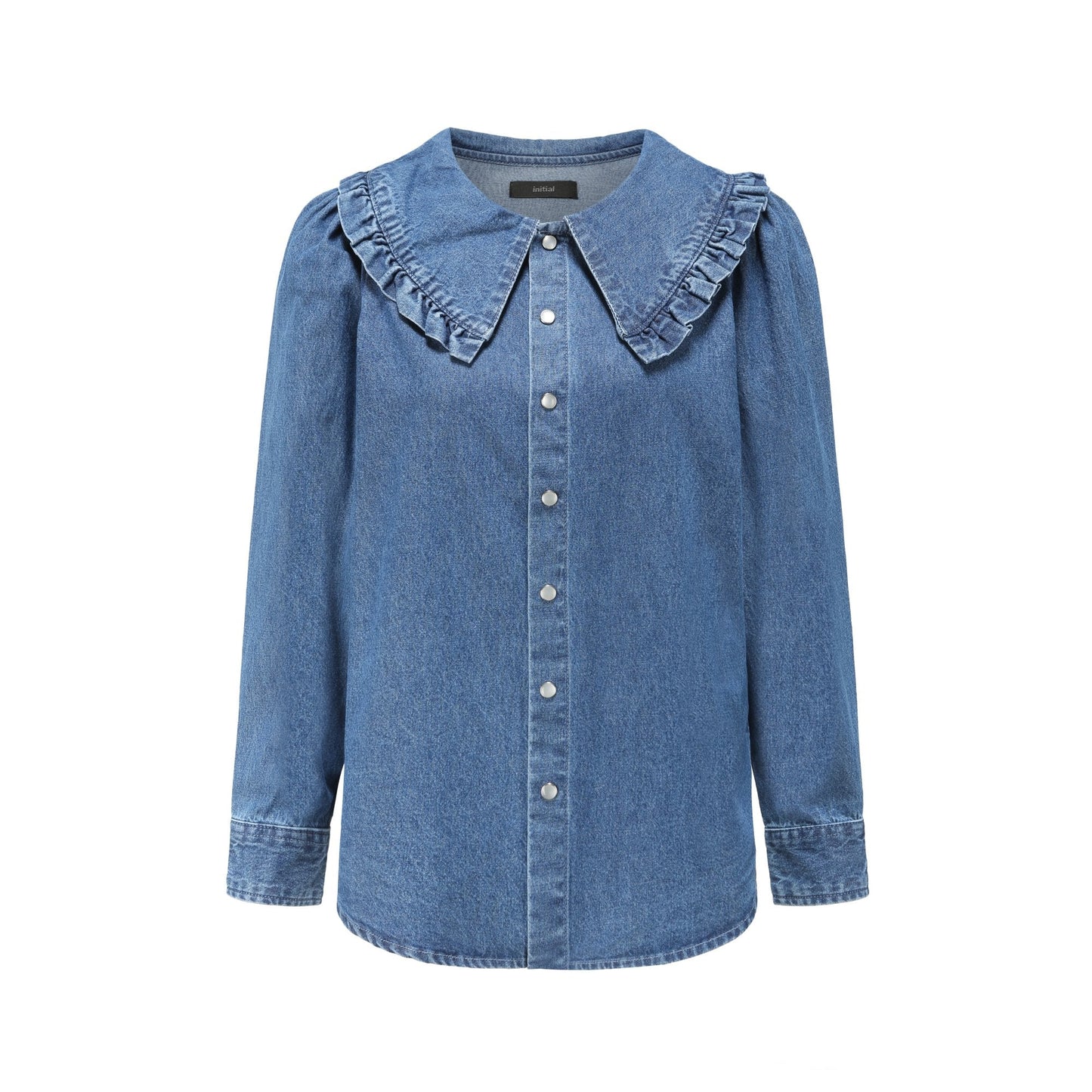 Women Dolly Puritan Collar Denim Shirt - Indigo