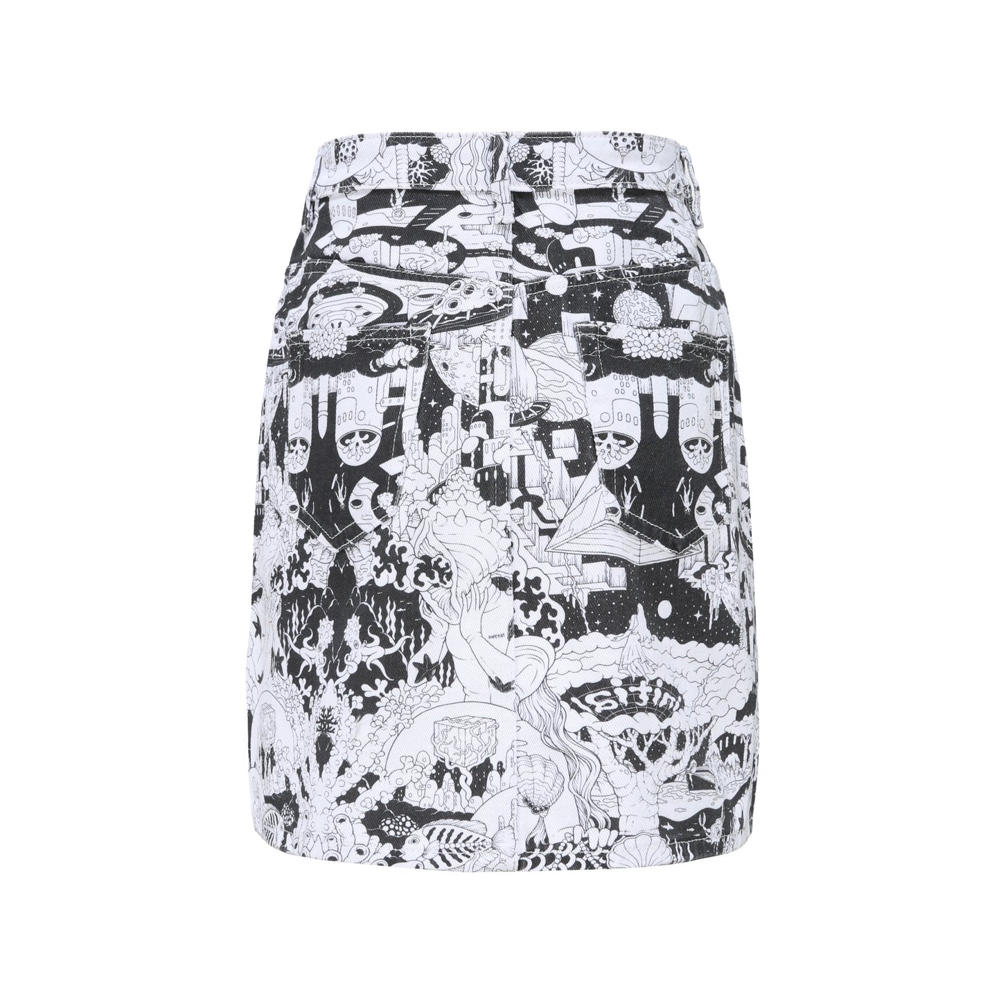 Women Printed Denim Mini Skirt - Pattern