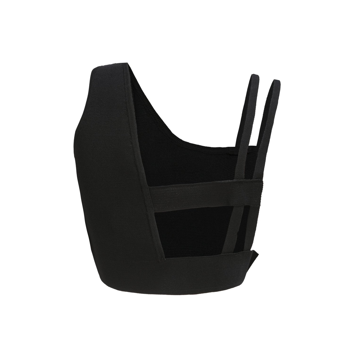 Women Asymmetric Sling Knit Vest - Black