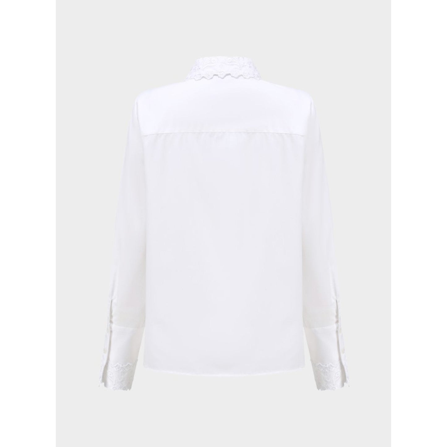 Women Paisley Emborideries Collar Shirt - White