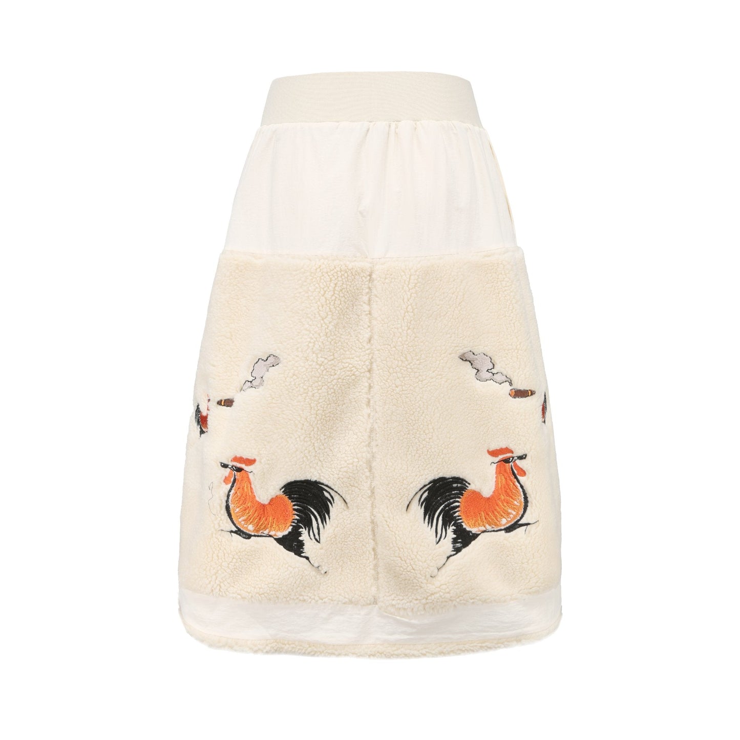 Women Embroidery Sherpa Skirt - Ivory