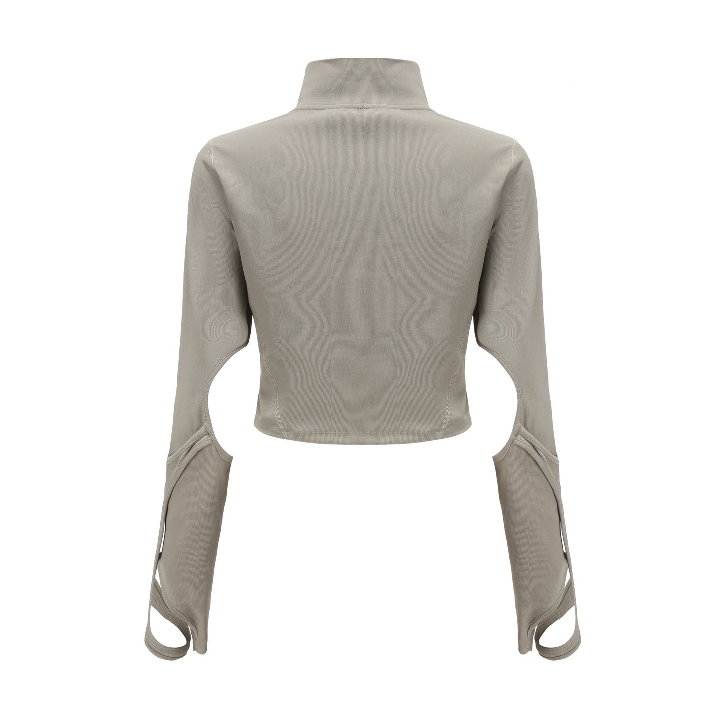 Women Top with Detachable Gloves - Grey