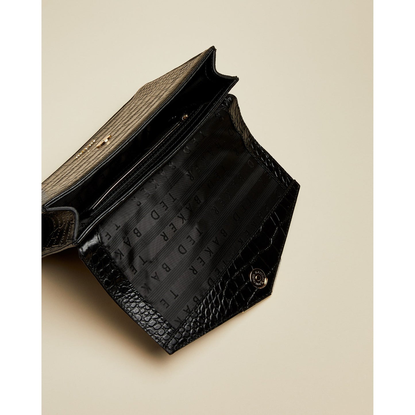 女 Jaydaa-仿鱷魚紋信封 Xbody - 黑色