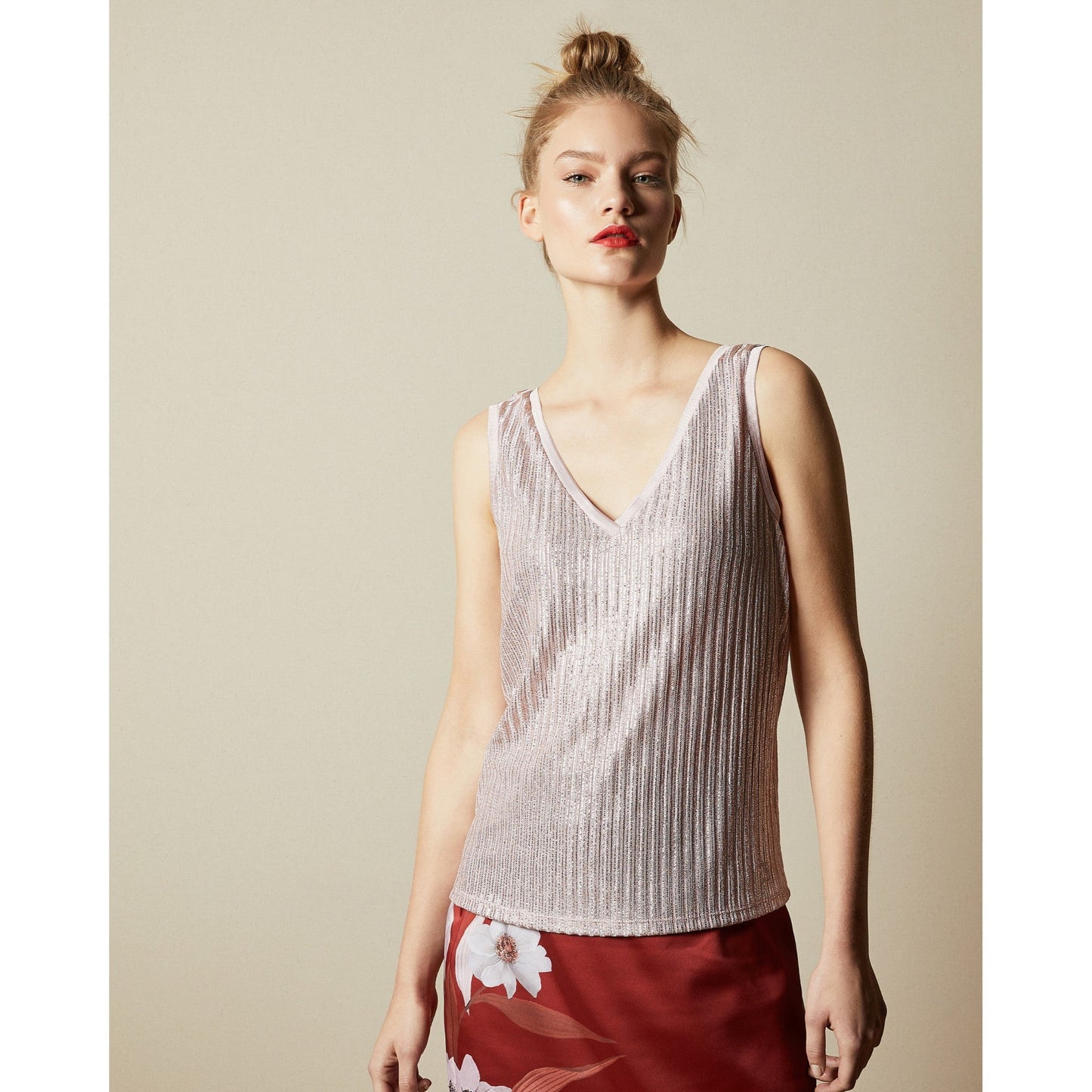 Women Robinee-Lurex Vest - Baby-Pink