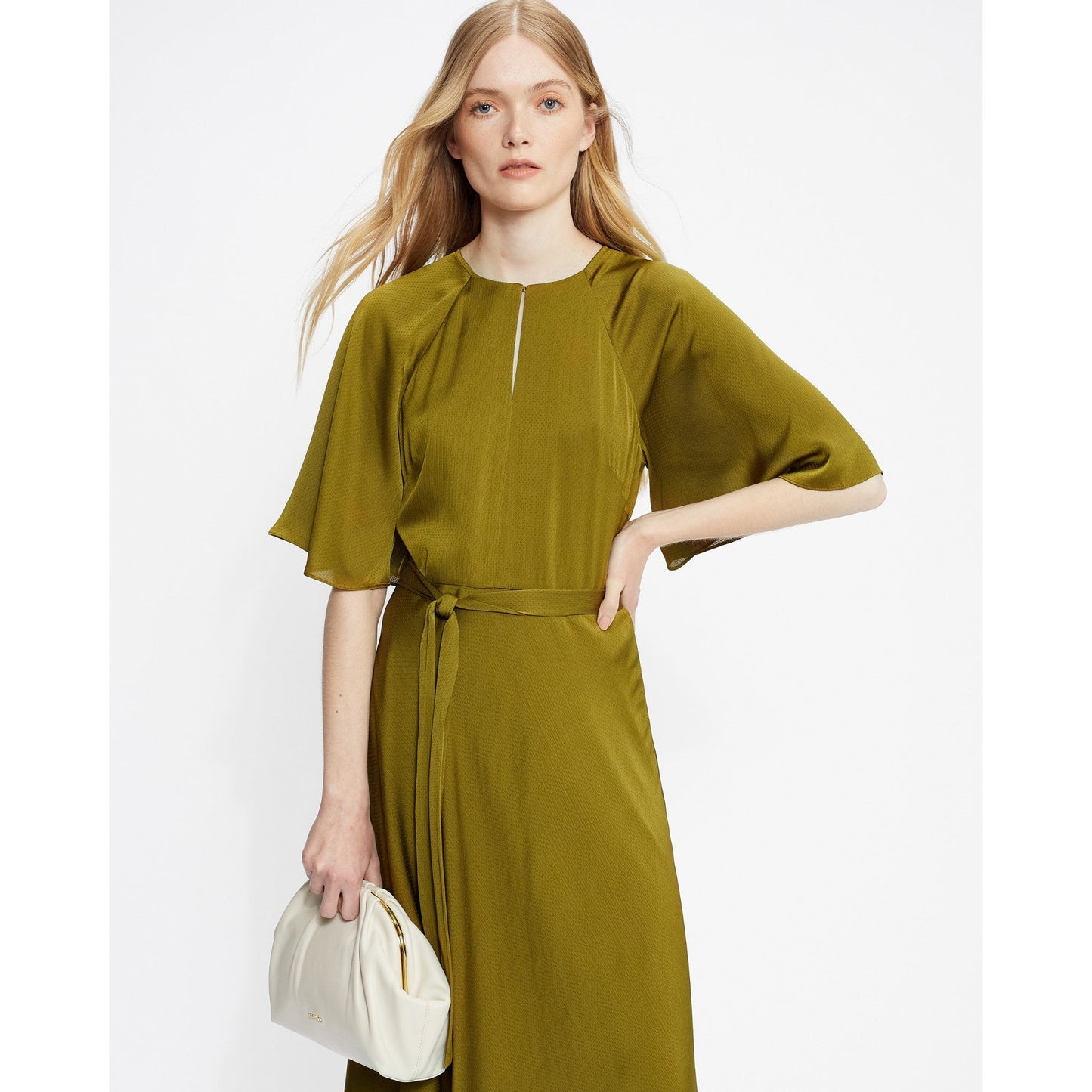 Women Hariiet-Raglan Sleeve Tea Midi Dress - Khaki