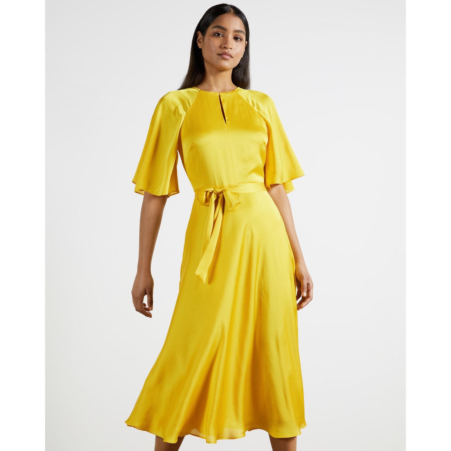 Women Hariiet-Raglan Sleeve Tea Midi Dress - Yellow