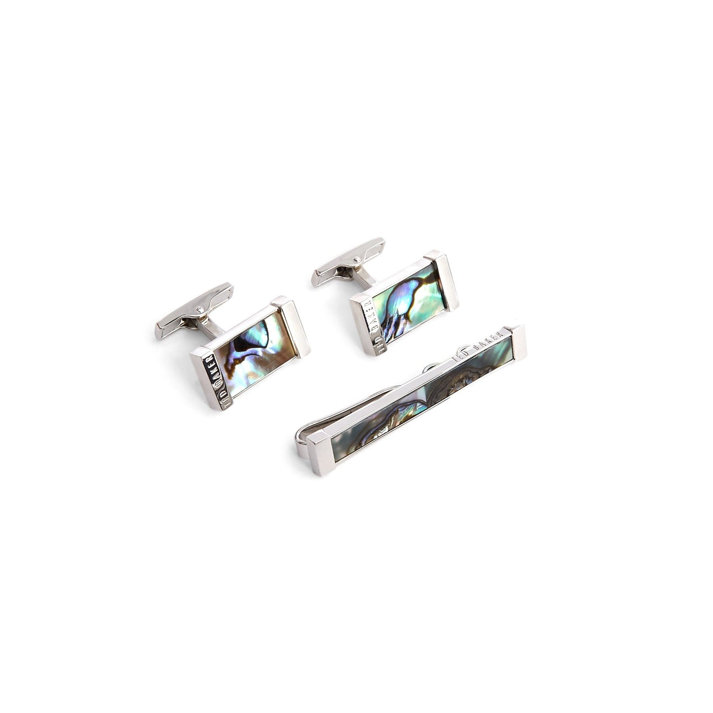 Men Pinsal-Semi-Precious Cufflink And Tie Bar Gift Set - Green