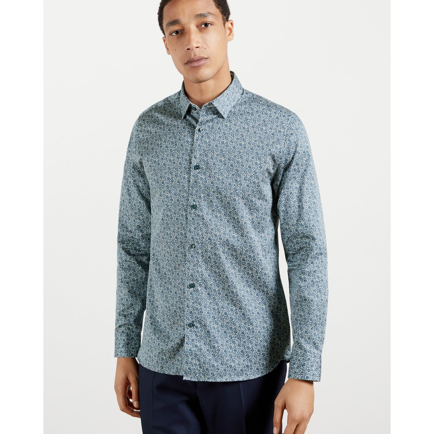 Men Copop-Ls Floral Shirt - Blue
