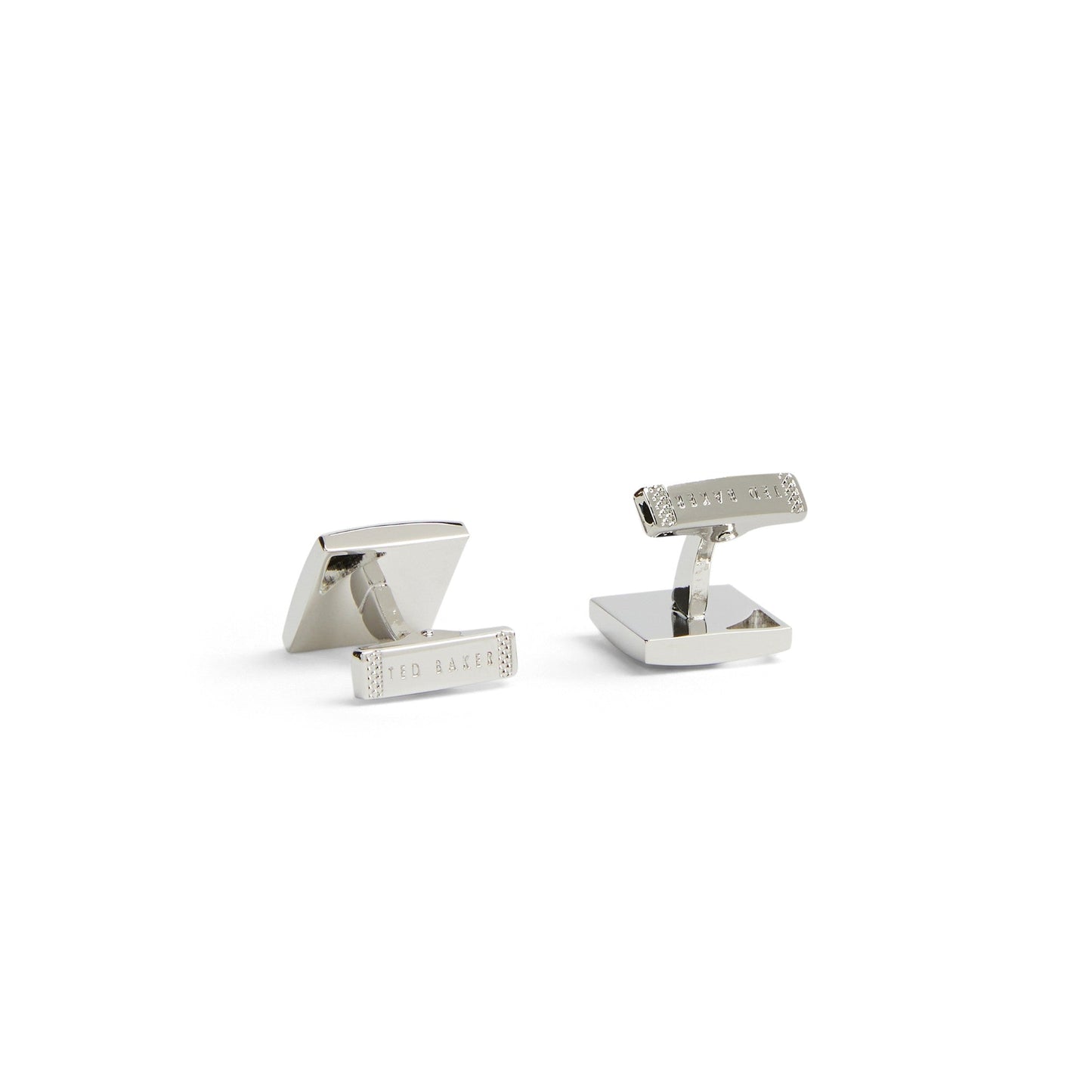 Men Lobar-Square Cufflinks With Corner Cut Out - Silver-Col