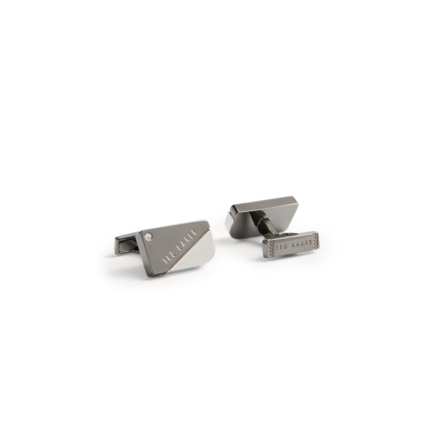 Men Lonep-Corner Crystal Cufflinks - Gunmetal