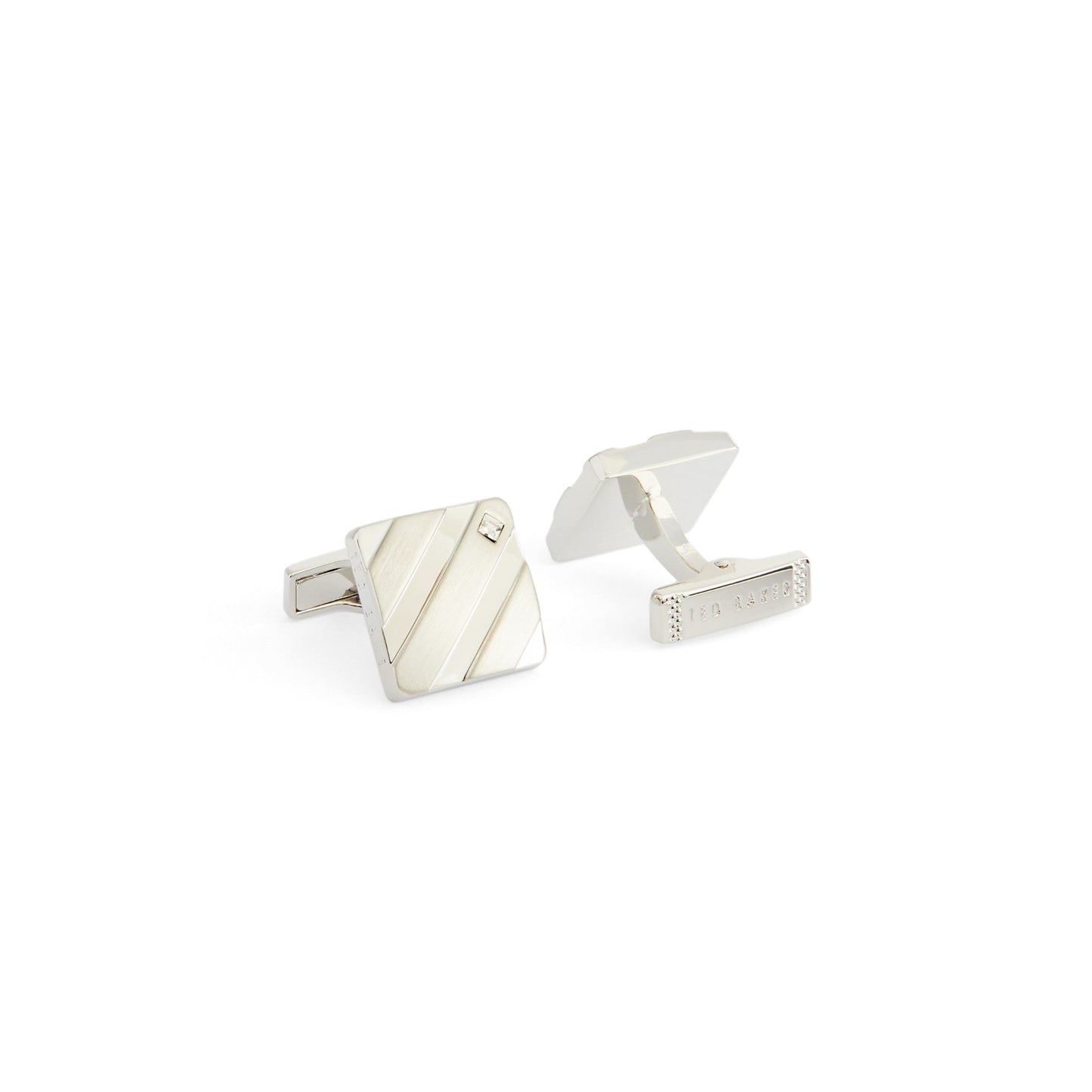 Men Marshi-Corner Crystal Cufflinks - Silver-Col