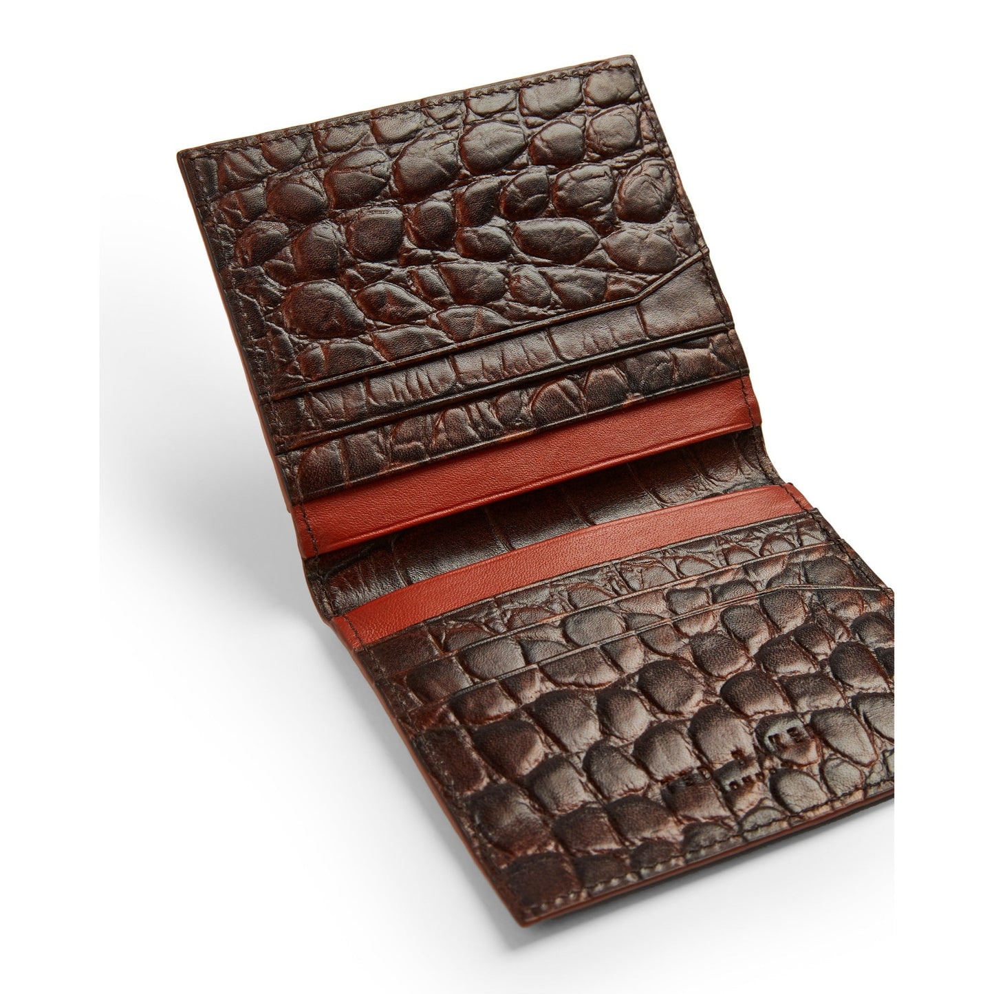 Men Plups-Croc Emboss Bifold Cardholder - Brown-Choc