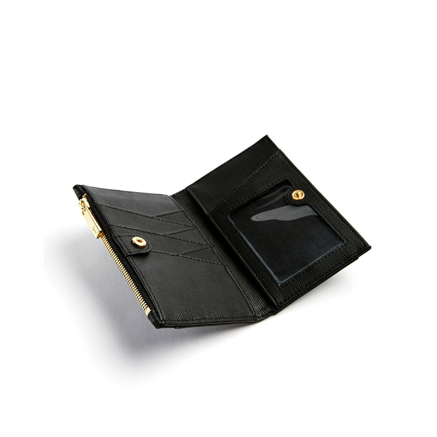 Women Paigge-Saffiano Poppered Cc Holder - Black