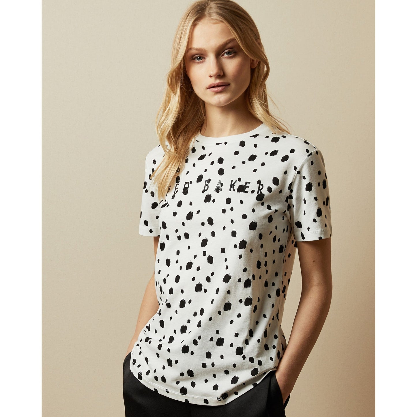 Women Diala-Polka Dot Tee - White